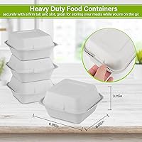 Vista 6 de greensight To Go Contenedores desechables de 6 x 6, paquete de 100 recipientes de alimentos con concha, cajas compostables para llevar, contenedores