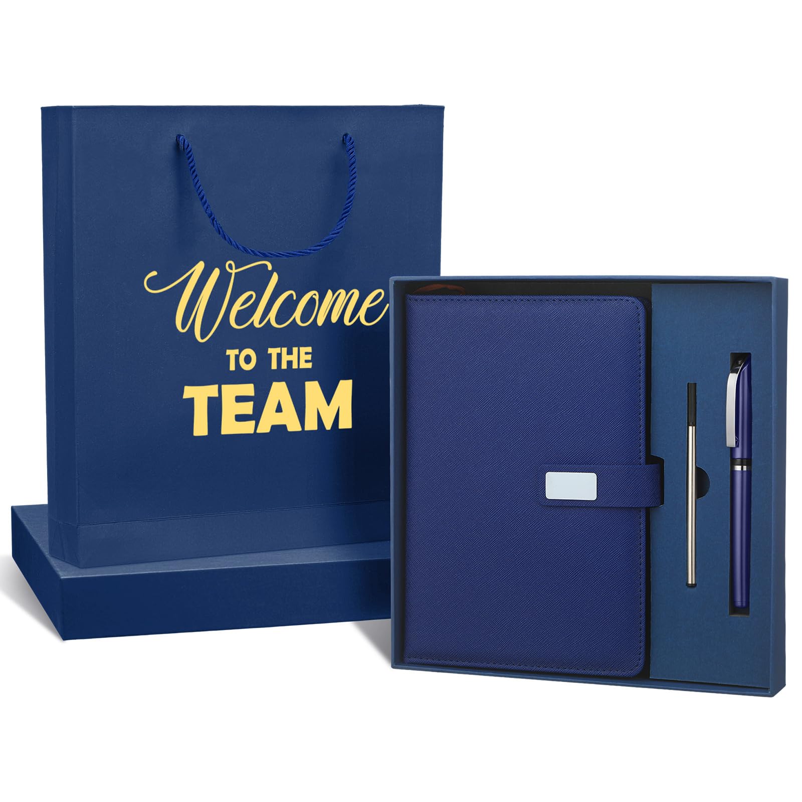 Sayglossy New Employee Welcome to The Team Gift Sets Notebook and Pen Welcome to The Team Box Employee Appreciation Gift Sets for New Office Worker(Blue)