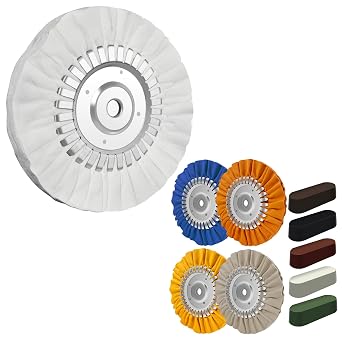 10PCS 8 Aluminum Polishing Kit for Angle Grinder Cotton Polishing Wheel, Polishing Compounds and Aluminum Metal Polishing Wheel Kit for Mirror Finish on Stainless Steel, Chrome, Wheels