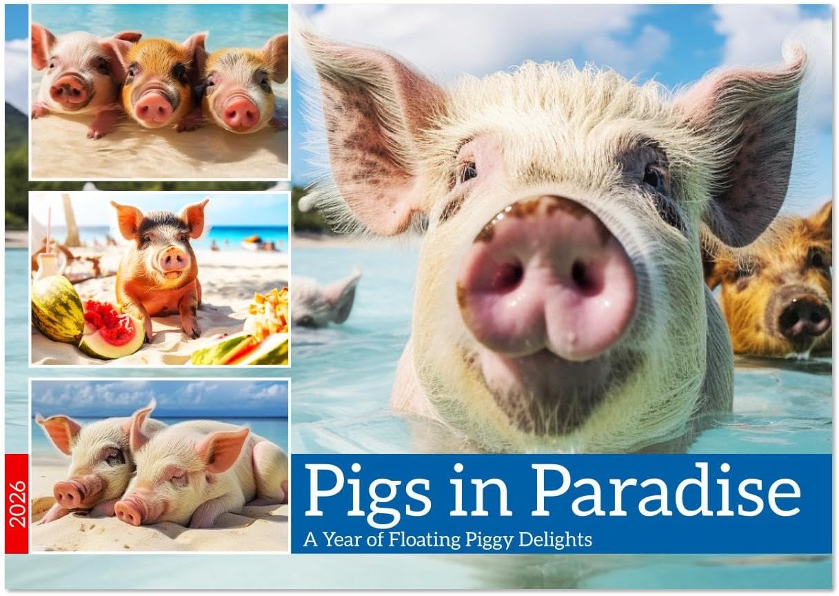 Pigs in Paradise. A Year of Floating Piggy Delights (Monthly Wall Calendar 2026 11.7" x 16.5" (open)), CALVENDO 14 Month Calendar