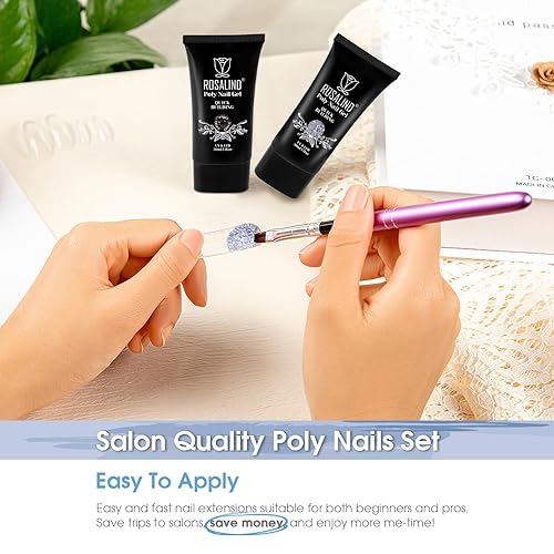 Vista 40 de ROSALIND Gel de extensión transparente, 2 piezas de 1 onza/1.0 fl oz kit de gel de uñas transparente constructor transparente, tubo de polietileno