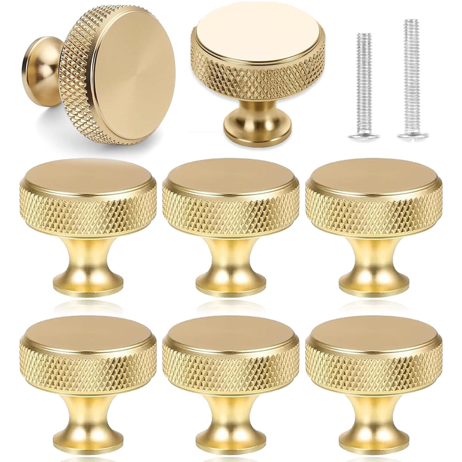 TUBAWD 8PCS Gold Drawer Knobs, Drawer Knobs, Door Knobs Round Single Hole Hardware with Stylish Smooth Handles for Dresser, Cupboard, Wardrobe, Kitchen Cabinets and Furniture