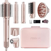 7MAGIC 7 in 1 Hair Styler & Hair Dryer Brush, 110,000 RPM High-Speed Blow Dryer with Negative Ions for Frizz-Free Styling Fast Drying Curling Volumizing Straightening, Hot Air Styler with Travel Case