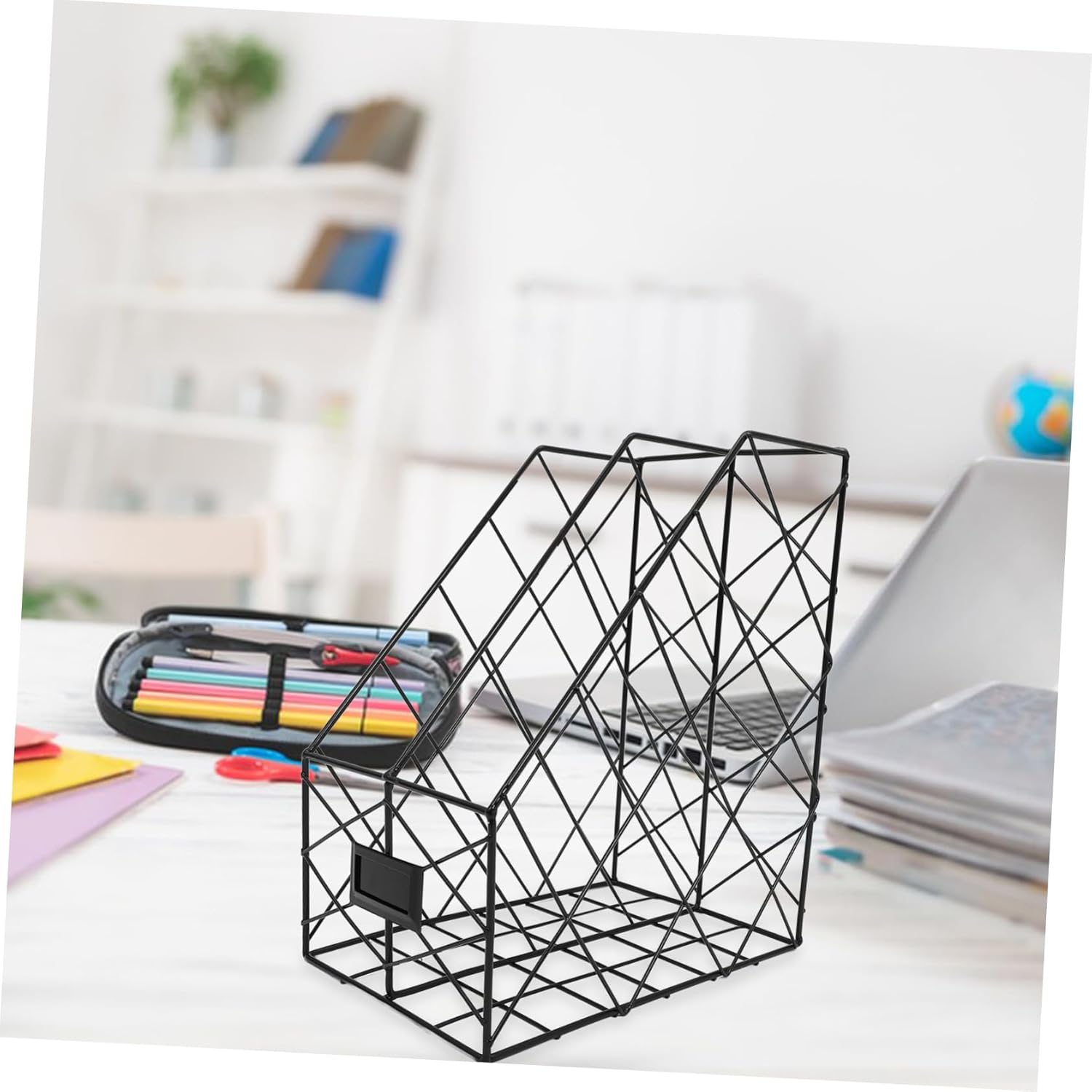 Storage Shelf Book Rack for Desk Large Capacity Wear-resistant Book Holder Desktop Magazine Rack Office Supplies
