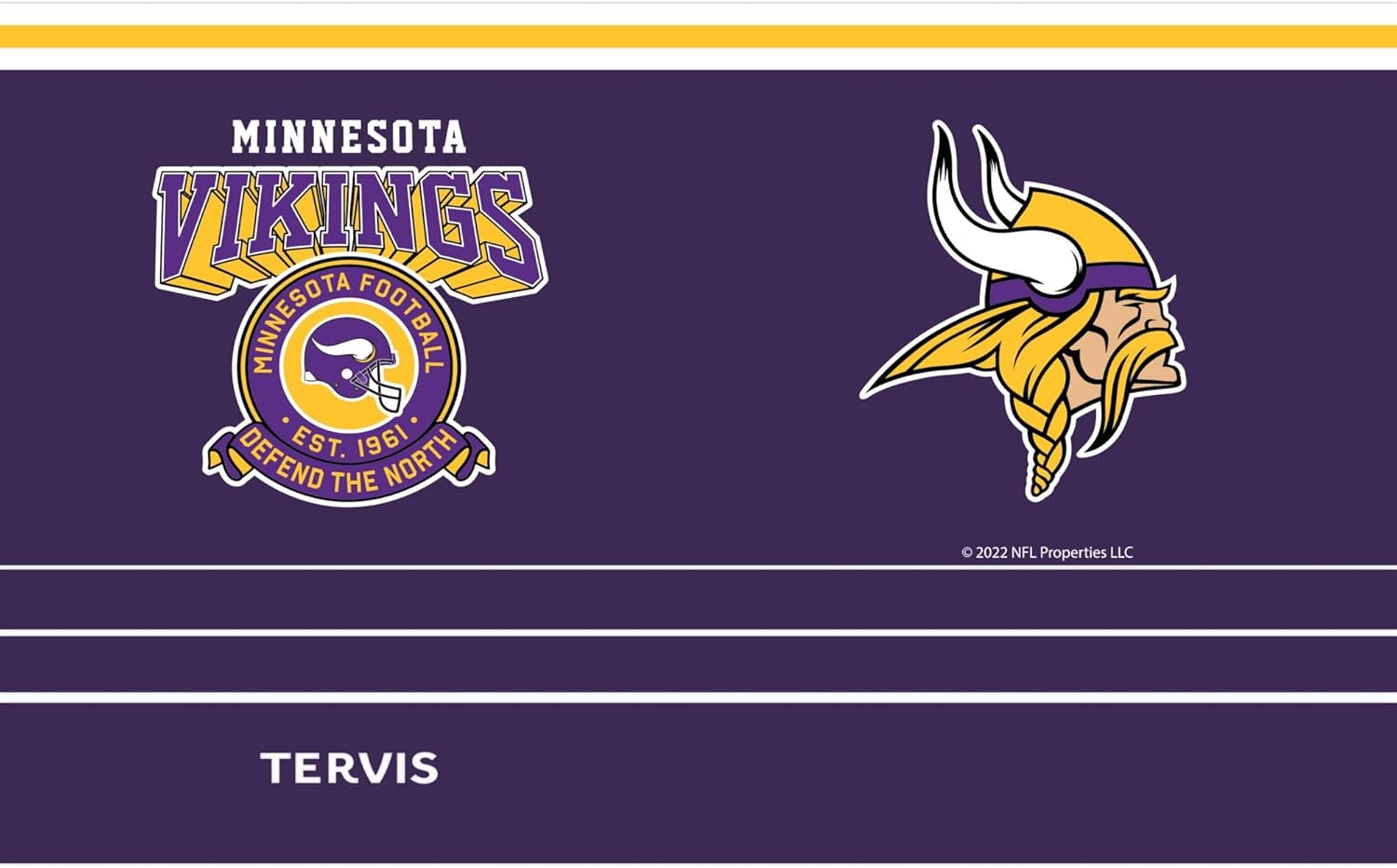 Tervis Traveler NFL Minnesota Vikings - Vintage Triple Insulated Tumbler Travel Cup Keeps Drinks Cold & Hot, 20oz, Stainless Steel - Image 2