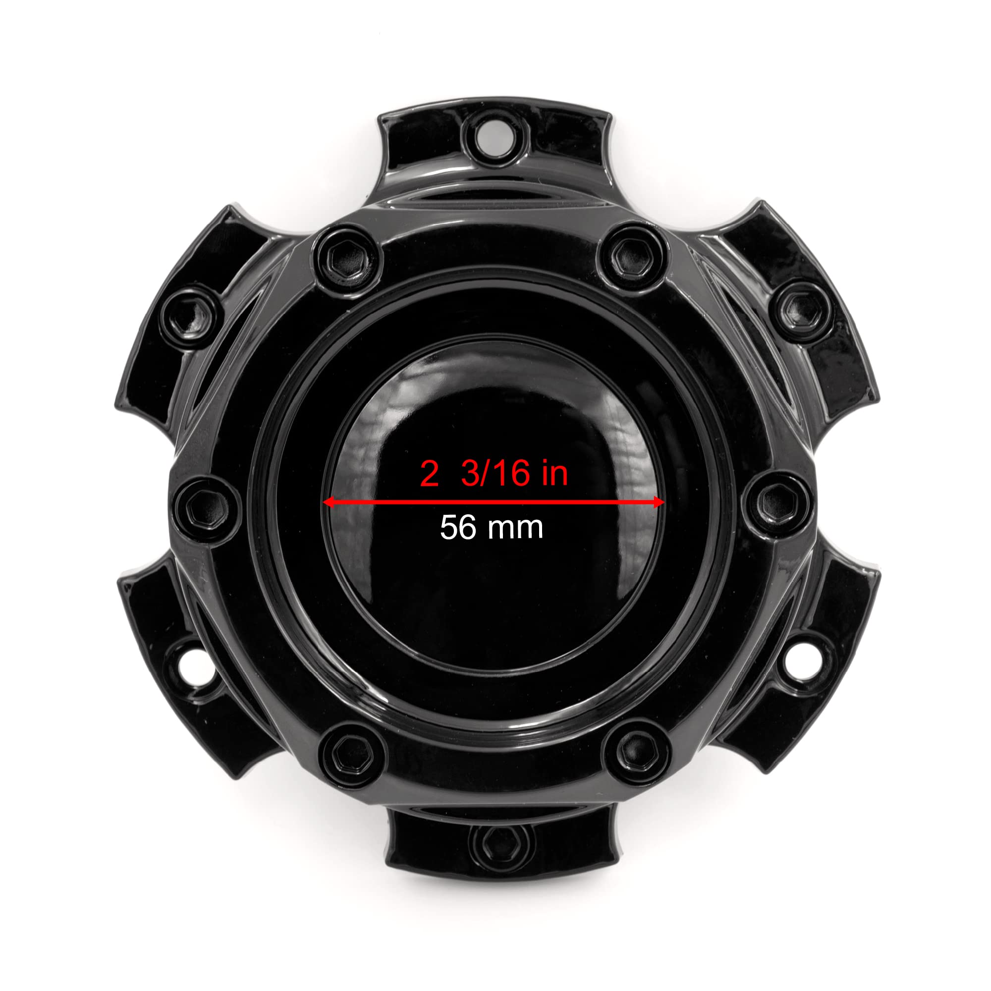 Lot De 4 Cache-Moyeux De Roue 141 Mm 6 Lug - Compatibles Fuel Off-Road 1004-27 Go, ABS Noir Brillant