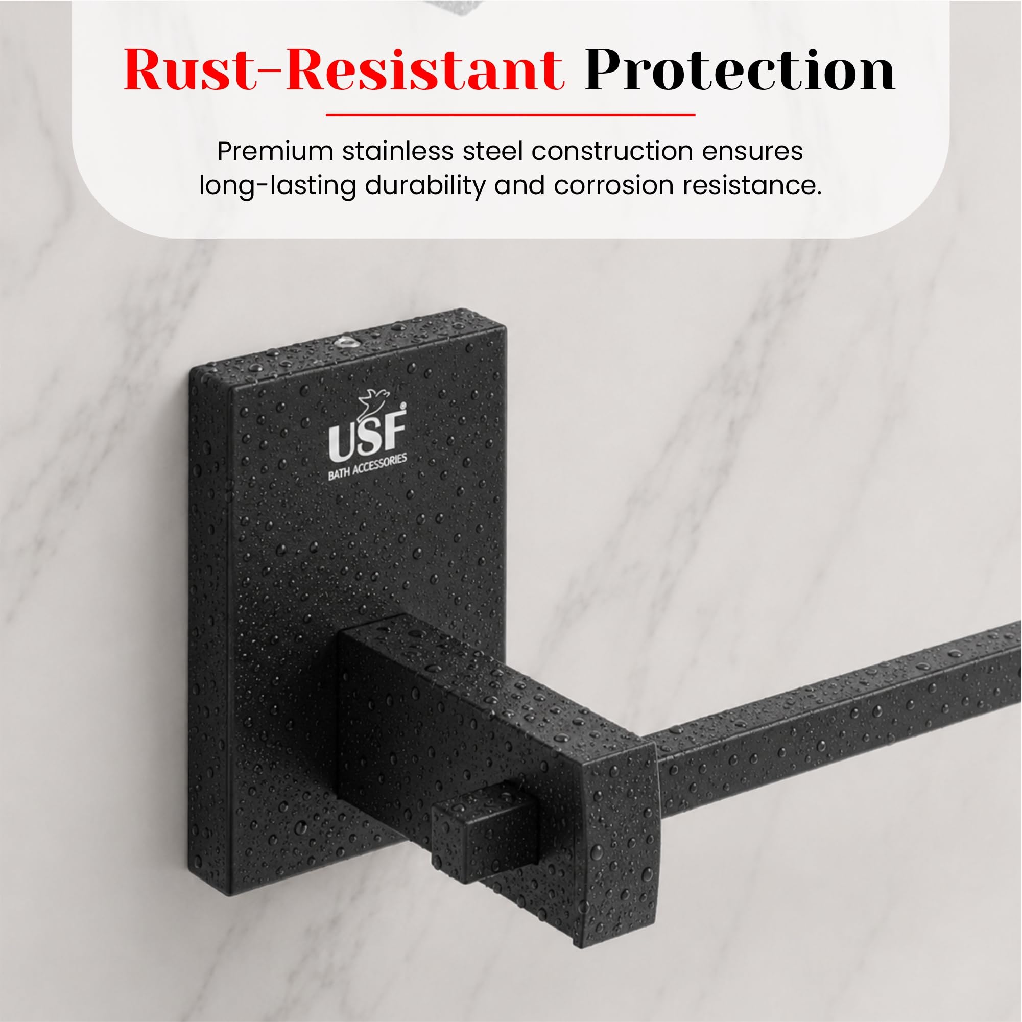USF Stainless Steel Grade 304 Space Saving Towel Ring Holder for Bathroom | Napkin Rings & Hanger for Wash Basin & Sink | Anti Rust Corrosion | 25 Years Warranty (Black) Orizon — Amazon image 4