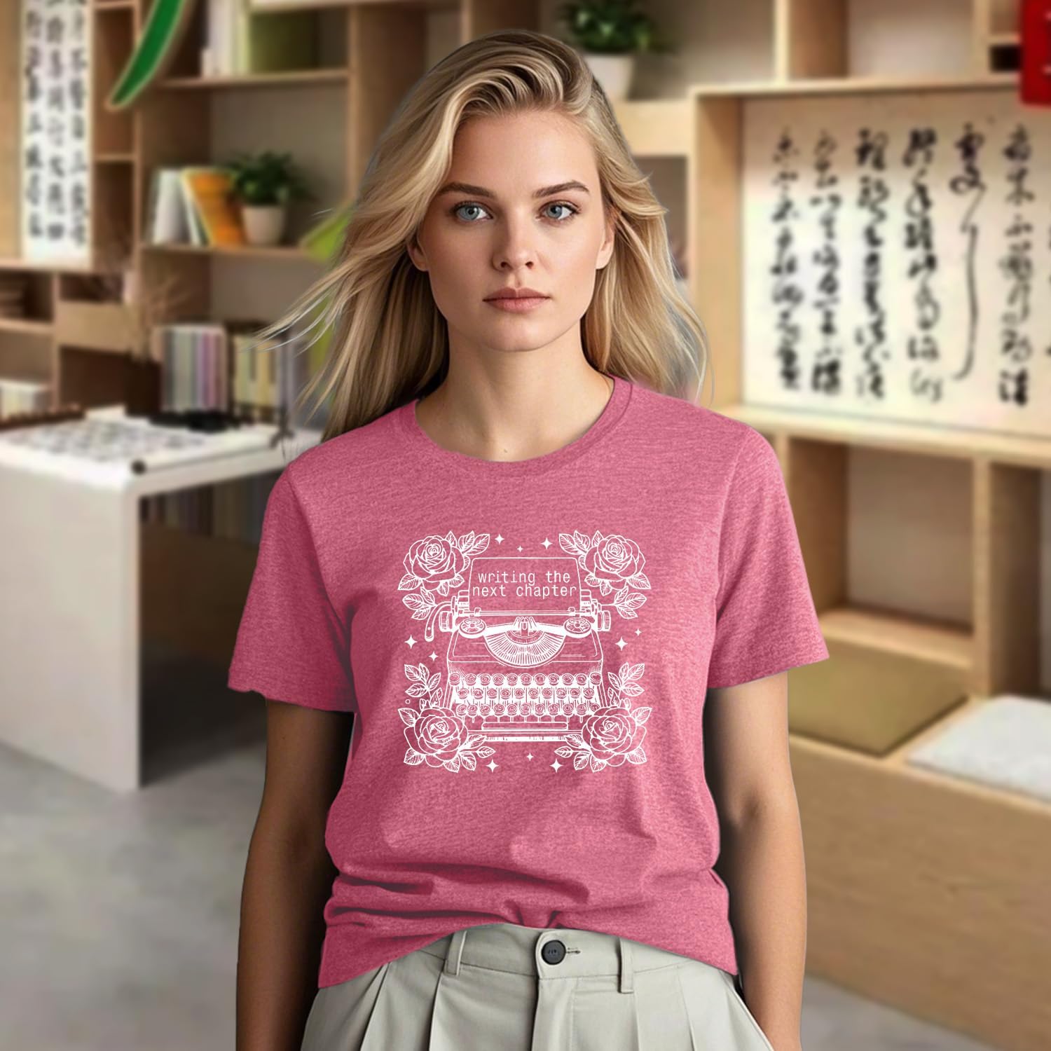 Women's Author Shirt Writing The Next Chapter Writer T-Shirt Typewriter Book Lover Tee - Image 3