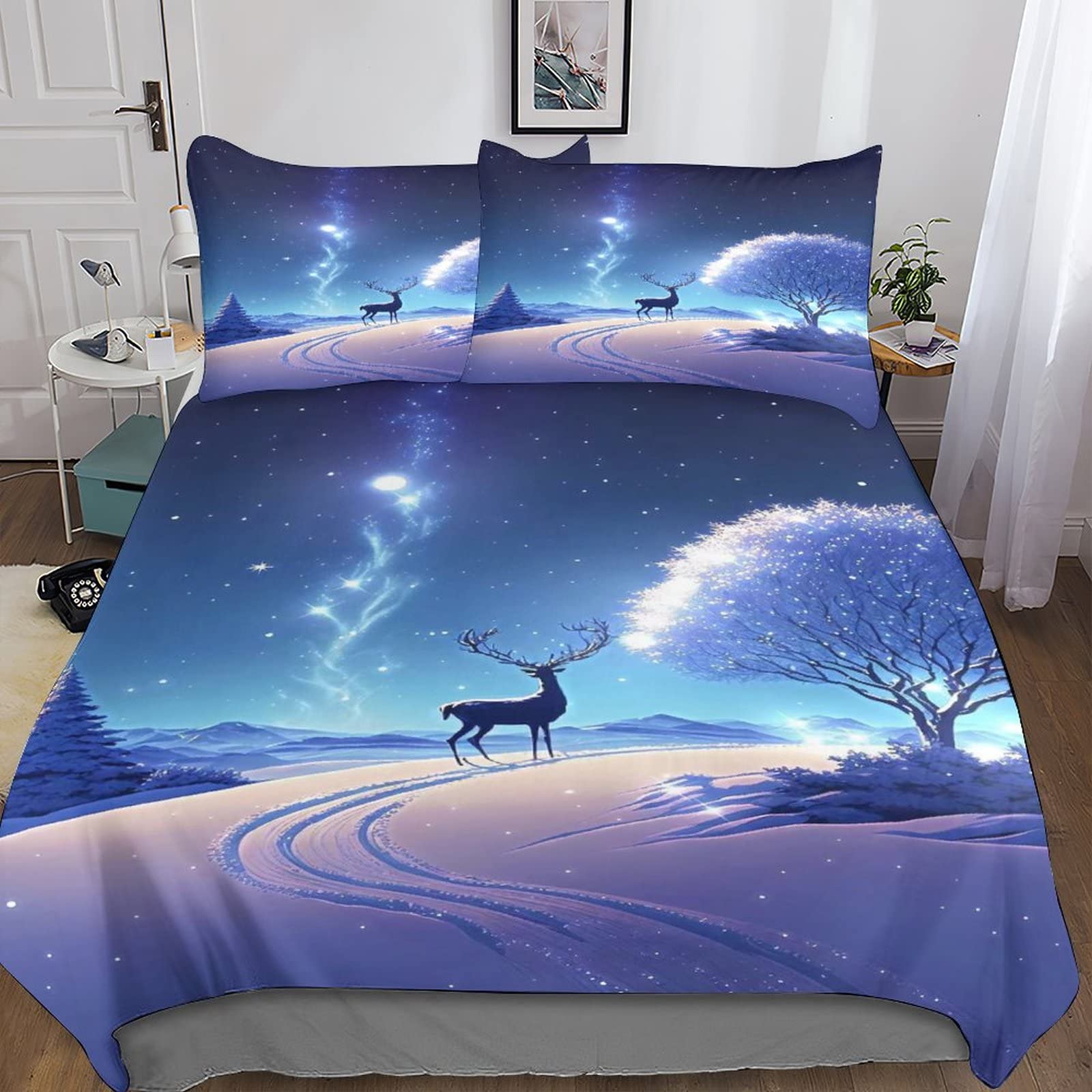 Parure de lit Noël wapiti 3D aux finitions soignées et microfibre premium