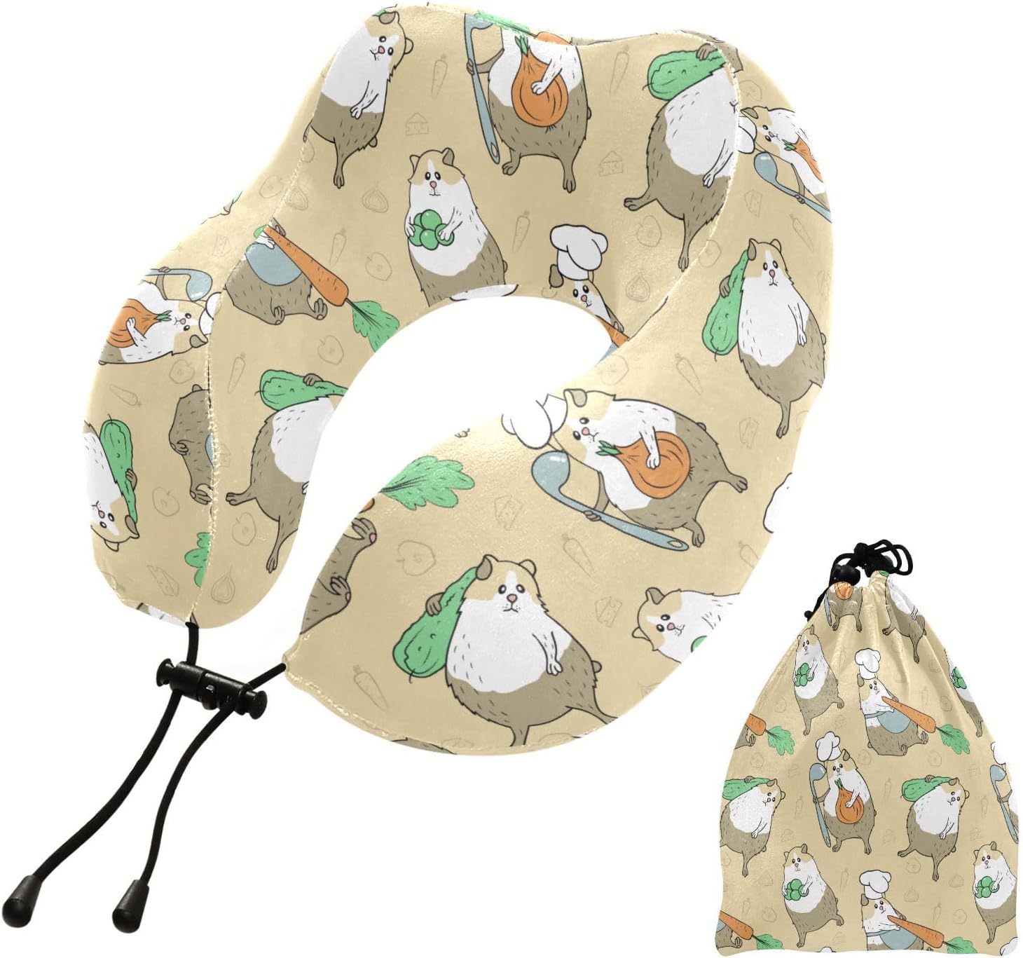 Travel Pillow for Neck Head, Guinea Pig Cook Memory Foam Padding Sleeping Airplane Trains Cars Camping Office Travel Pillow for Neck Head, Guinea Pig Cook Memory Foam Padding Sleeping Airplane Trains Cars Camping Office