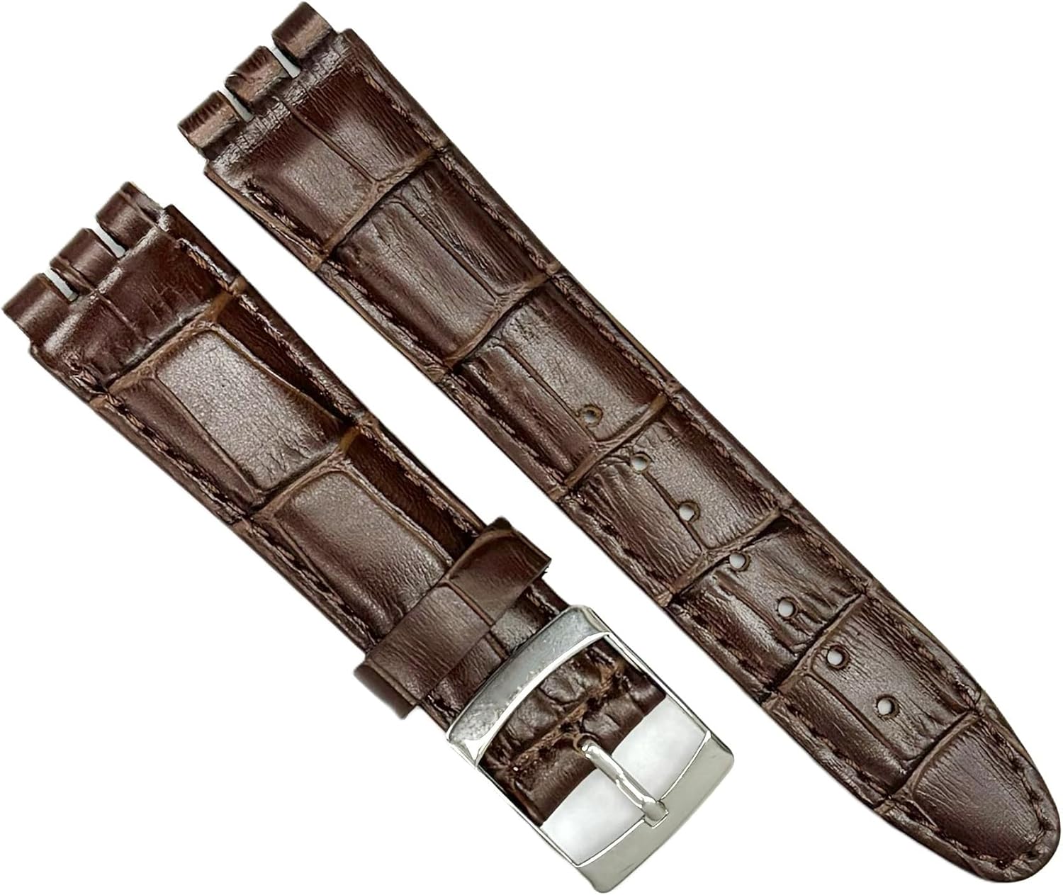 18mm Genuine Leather Brown Alligator Grain Replacement