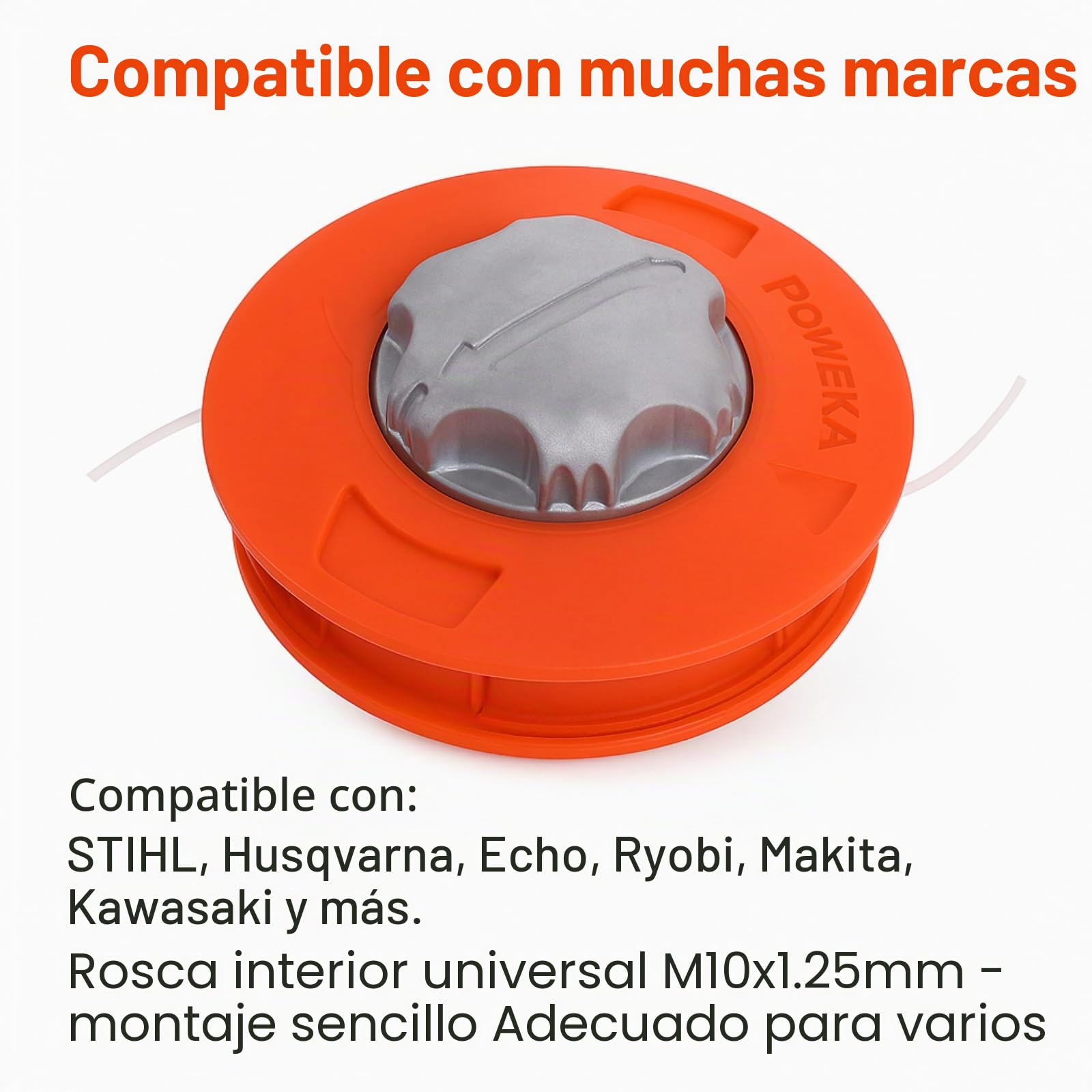 Poweka Cabezales Desbrozadora Universal M10 x 1.25 | cabezal de repuesto de aluminio, Recortaborde Eléctrico Desbrozadora Gasolina de Jardín