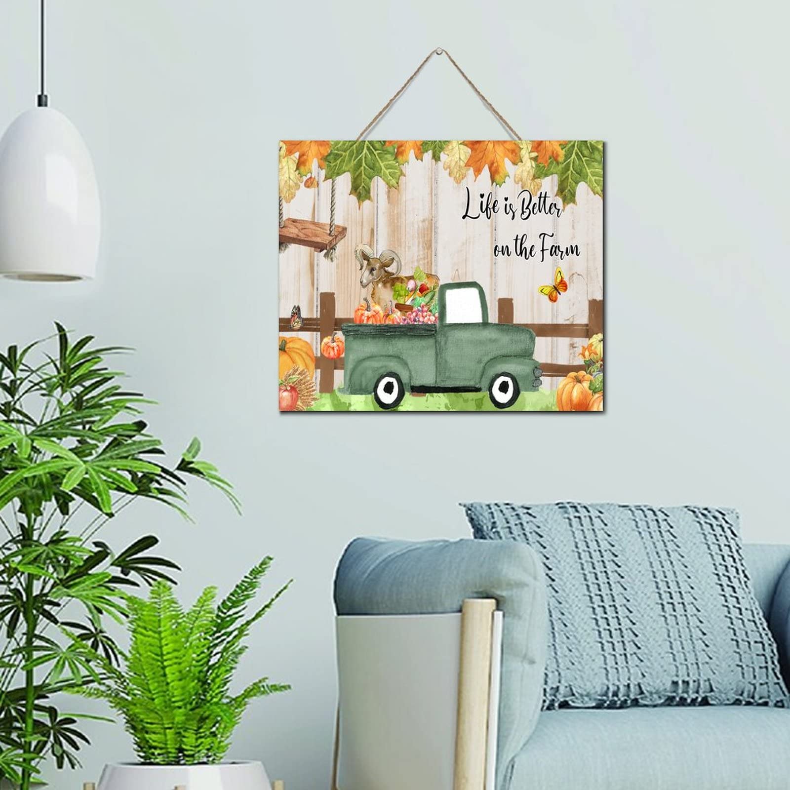 Plaque en bois Life Is Better on The Farm décoration murale rustique cuisine 25x30 cm