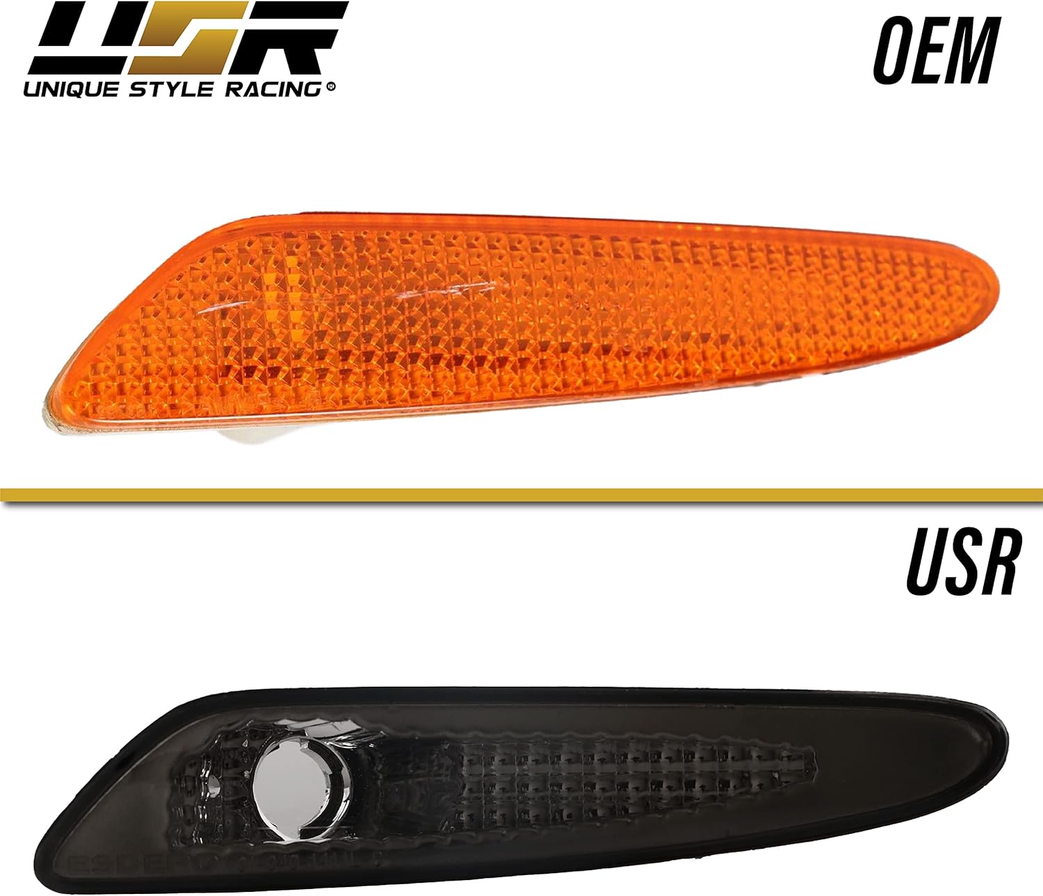 USR DEPO 03-06 R230 SL Class AMG Smoke Bumper Side Marker Lights Assembly Set (Left + Right) Compatible For 2003-2006 Mercedes Benz R230 SL Class AMG
