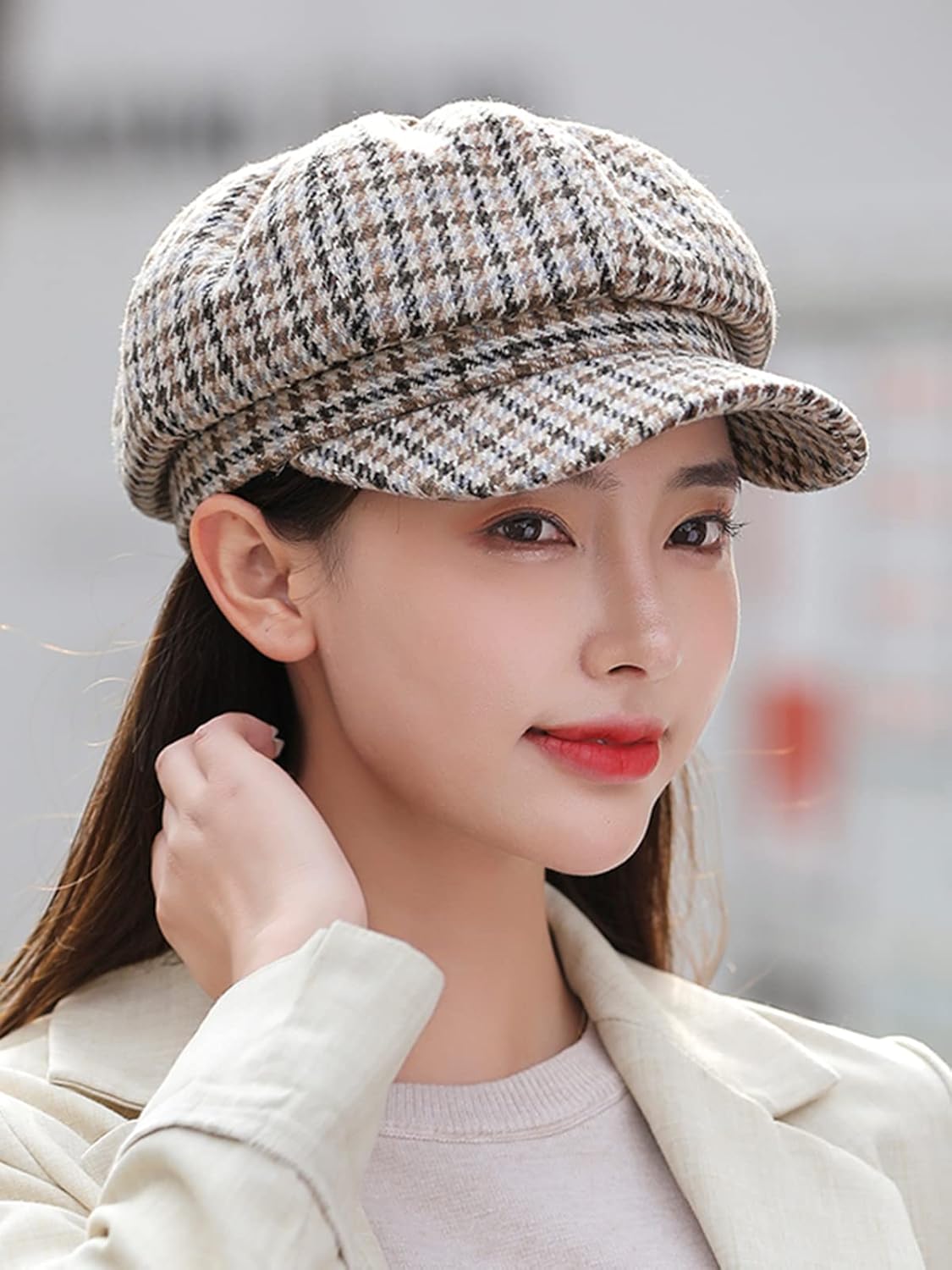 Women's Newsboy Cap Retro Plaid Octagonal Hat Outdoor Sun Hats Casual Cap Painter Hat for Women Paperboy Beret Caps - Image 2