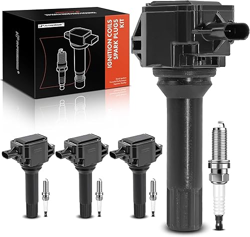 A-Premium Juego de 4 bobinas de encendido y bujías de iridio compatibles con Subaru Outback 2013-2014, Forester 2014-2016, Impreza 2013-2015, XV