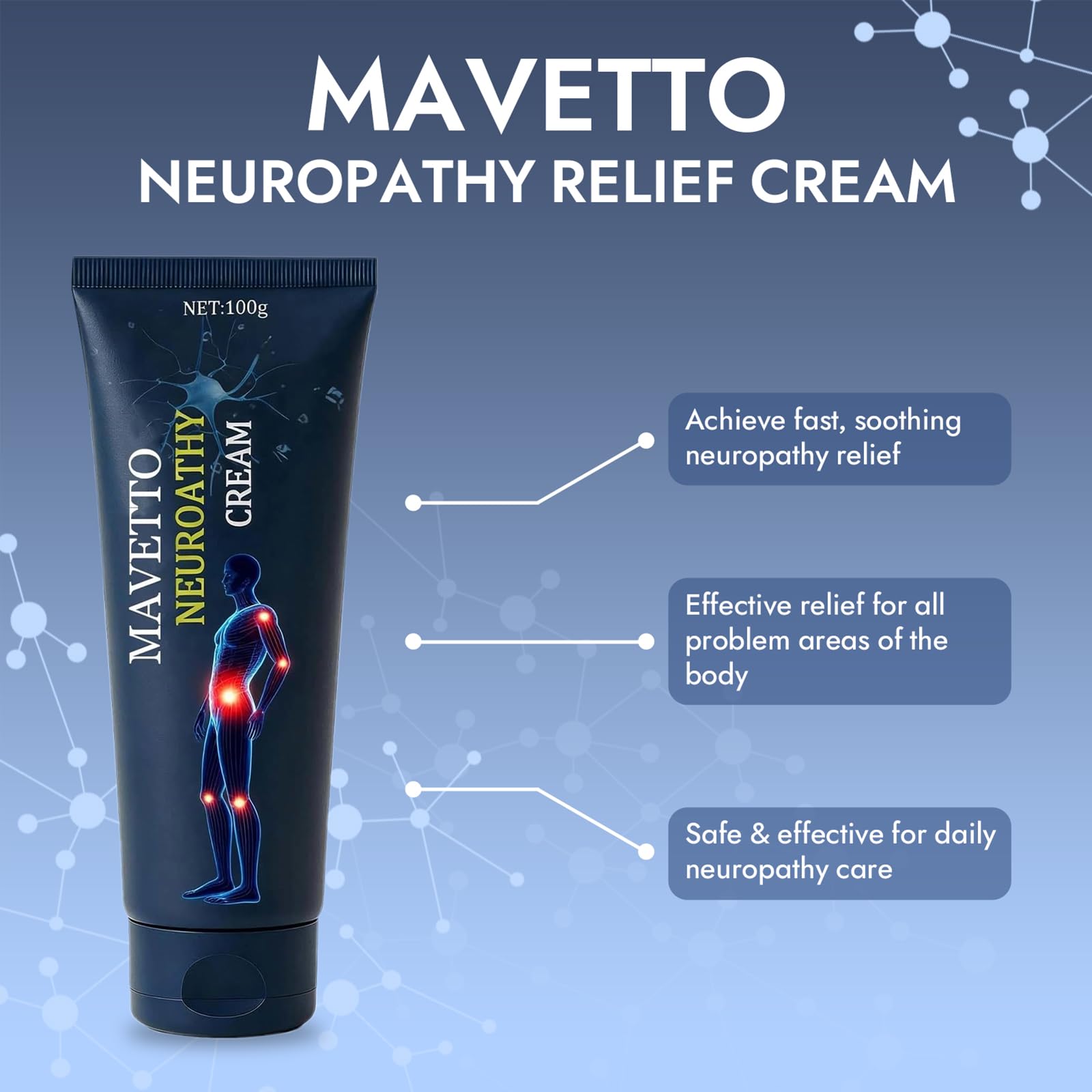Mavetto Neuropathy Relief Cream, Fast-Absorbing Soothing Cream with Capsaicin, Arnica, Menthol, MSM & Glucosamine for Feet, Hands, Legs, Muscles, Joints and Back (2pcs) — view 4