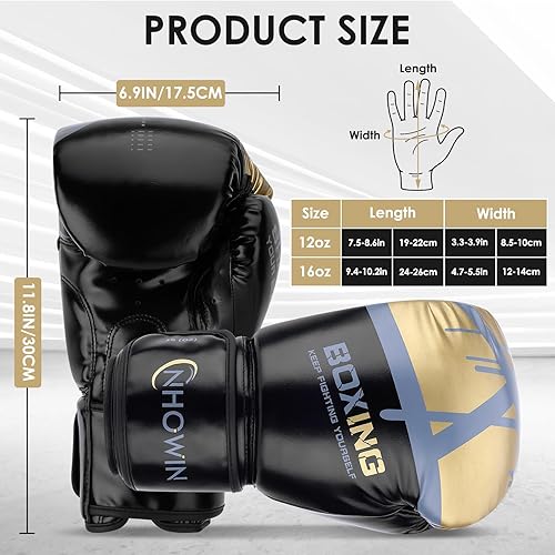 Miniatura 7 de Guantes de boxeo, 12 oz  16 oz  Guantes de boxeo para hombres y mujeres con envolturas de boxeo para bolsa pesada, MMA, Muay Thai, entrenamiento de