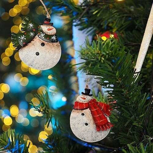 Miniatura 4 de Paquete de 4 adornos metálicos para colgar muñeco de nieve de Navidad, adornos de árbol de Navidad, adornos de muñeco de nieve, mini adornos de