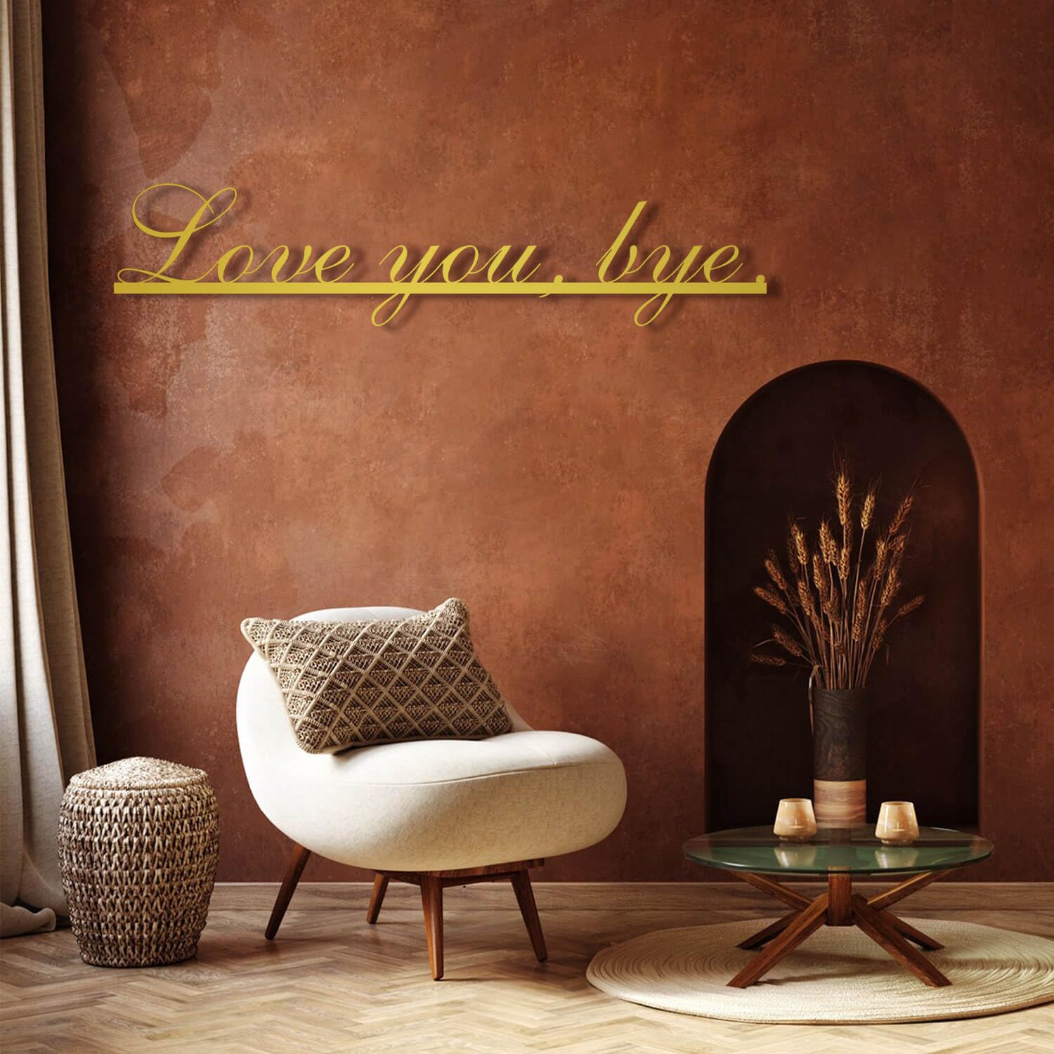 Decorazione murale in Metallo Nero con la Scritta Love You Bye, Moderna, da Appendere sopra la Porta, Scultura Moderna a Tema Amore per Soggiorno, Camera da Letto, corridoio (Nero 76 x 18