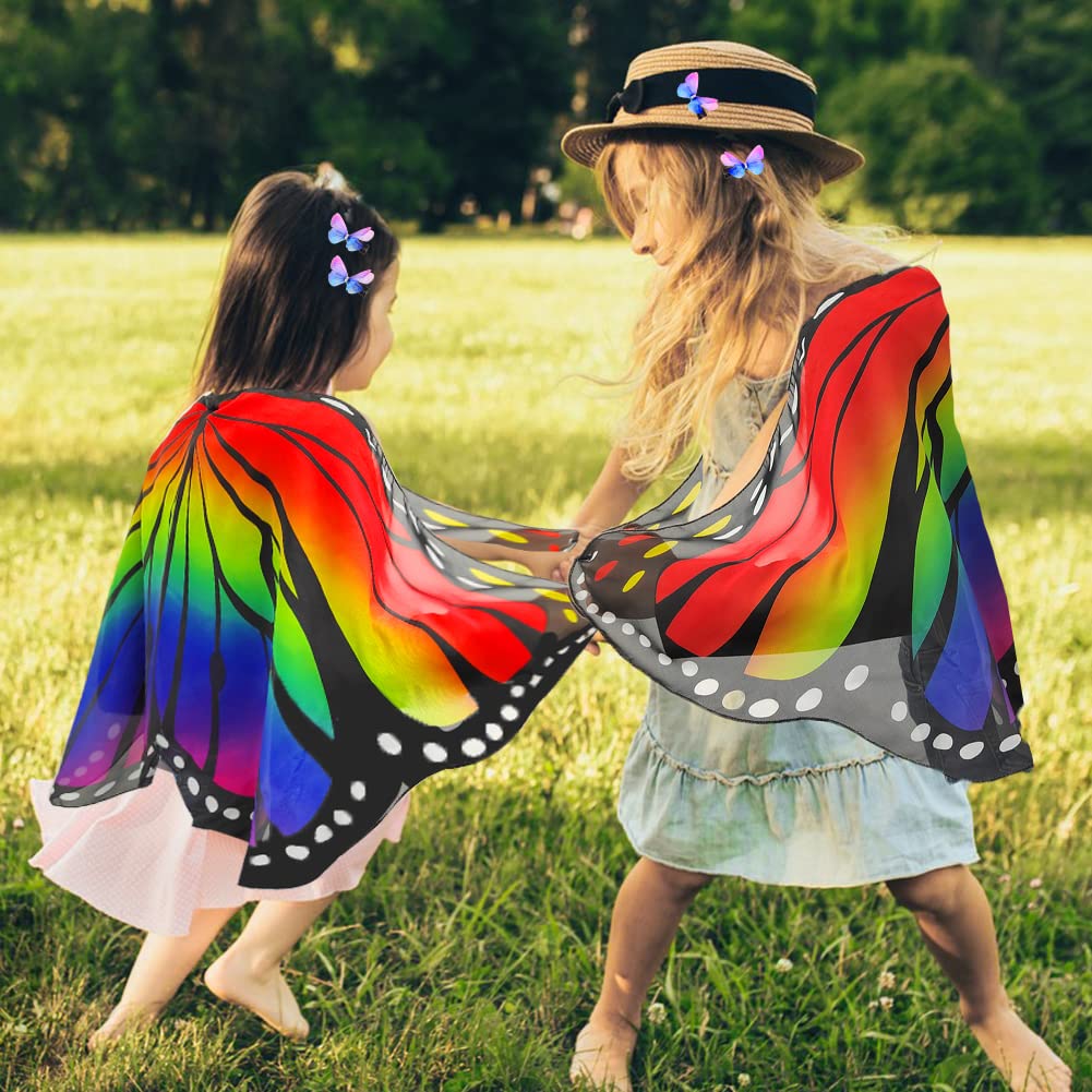 Peleryna motyla, kostium dziewczynki, 3 szt., peleryna motyla, skrzydła motyli, peleryny z klipsem do włosów w motyle, dla dziewczyn, księżniczki, sprawiając, że wyglądasz jak zabawa na imprezie