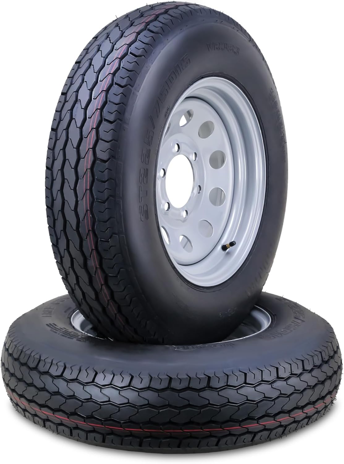 Free Country Trailer Tire Wheel Assembly ST175/80D13 8-Ply D 96L 5 Lug on 4.5" PCD Silver Mod Rim,SET 2