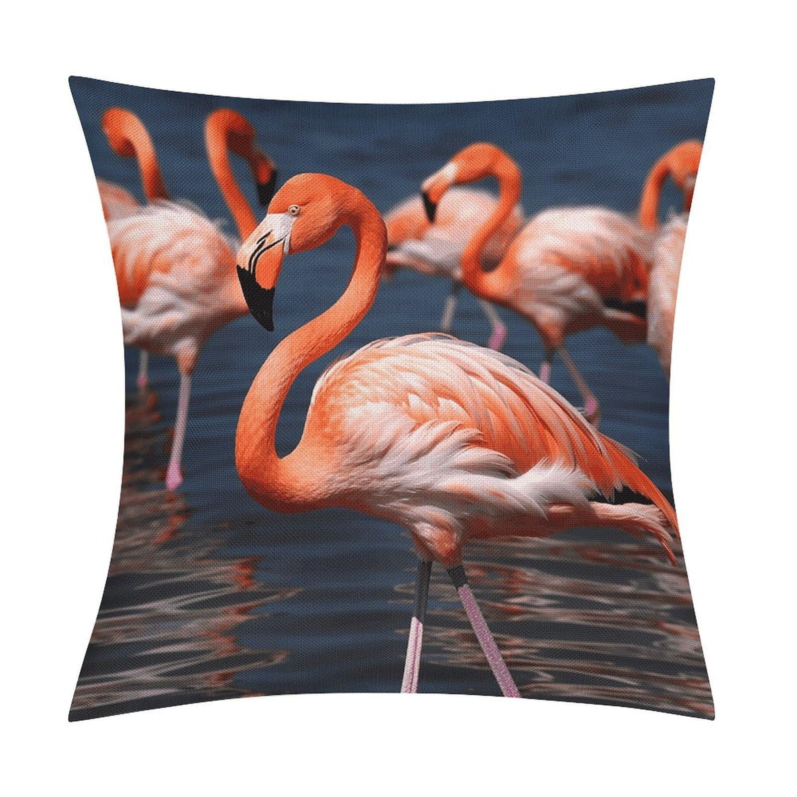 Fodpand Style Flamingo3 Pillow Covers 18X18 Inch, Pillow Cases Boho Farmhouse, Throw Pillow Covers For Couch Sofa Bed Spring Home Decor