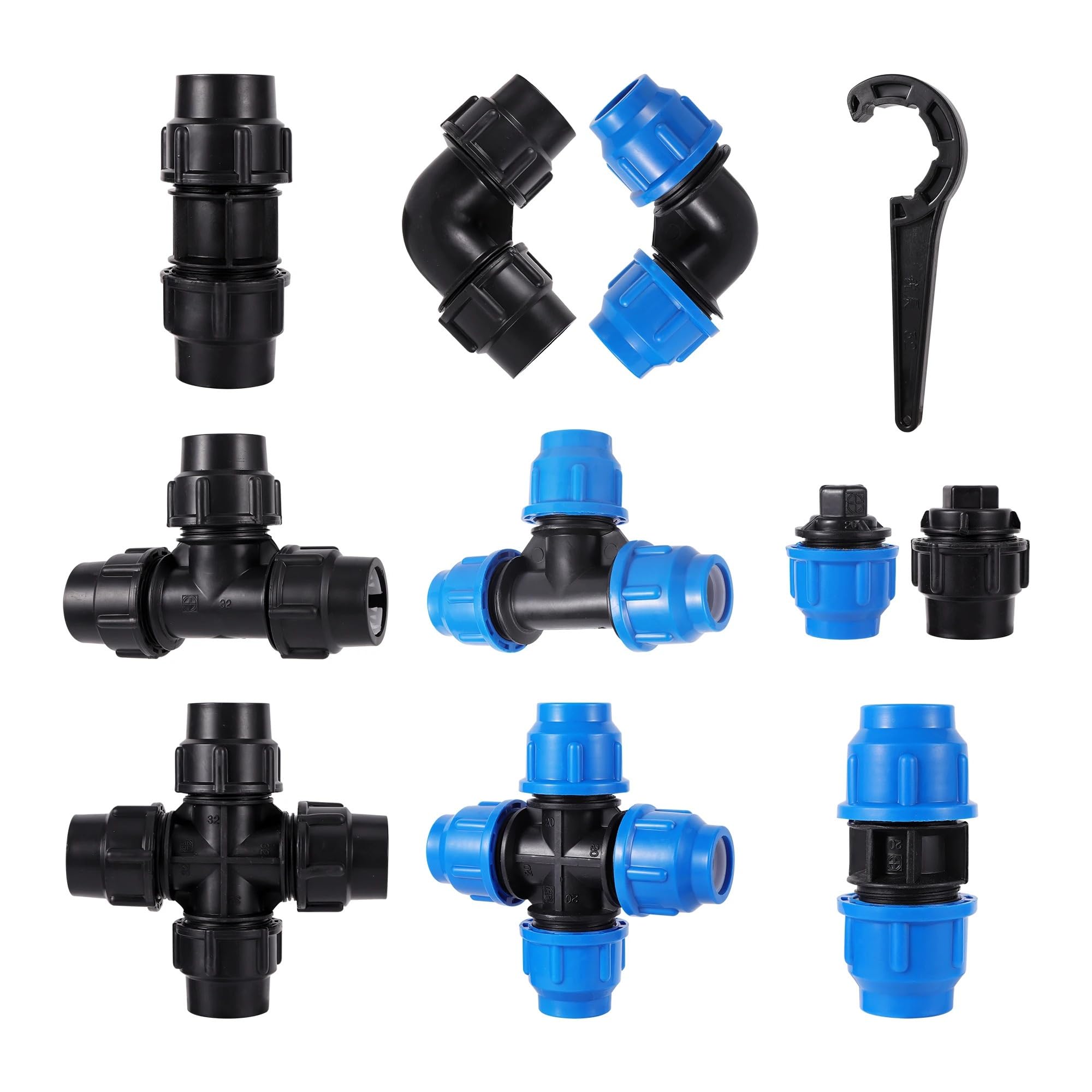 ICXLPMC 20mm Pe Pipe Ball Valve Accessories Quick Joint Elbow Three-way Diverter Coupler Connector(2708)