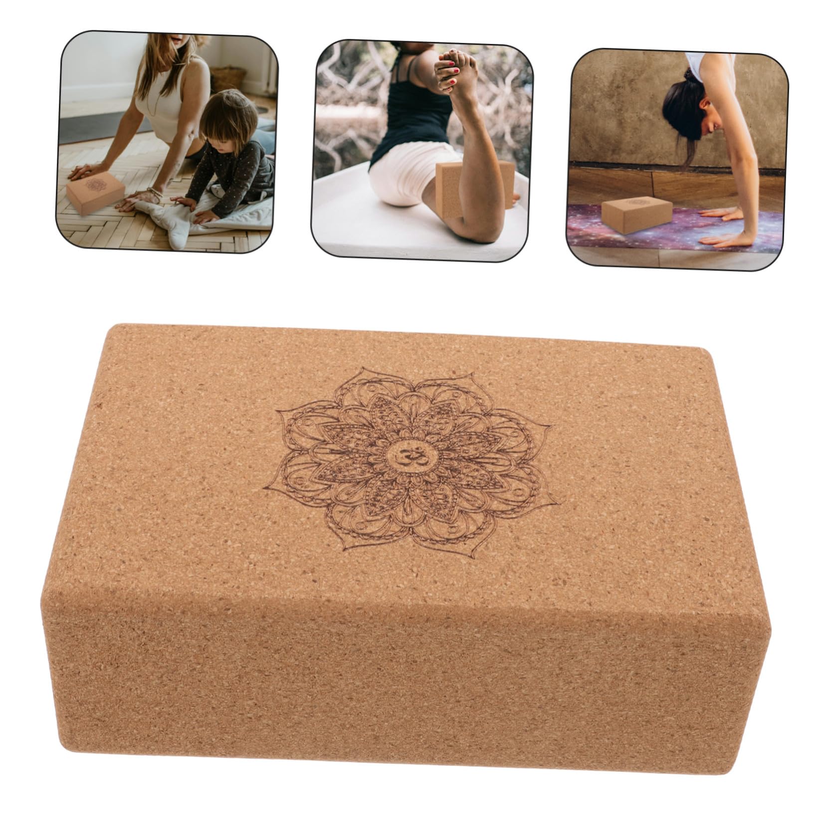 Kork Yoga Block für Dehnung, Entspannung und Training mit Mandala