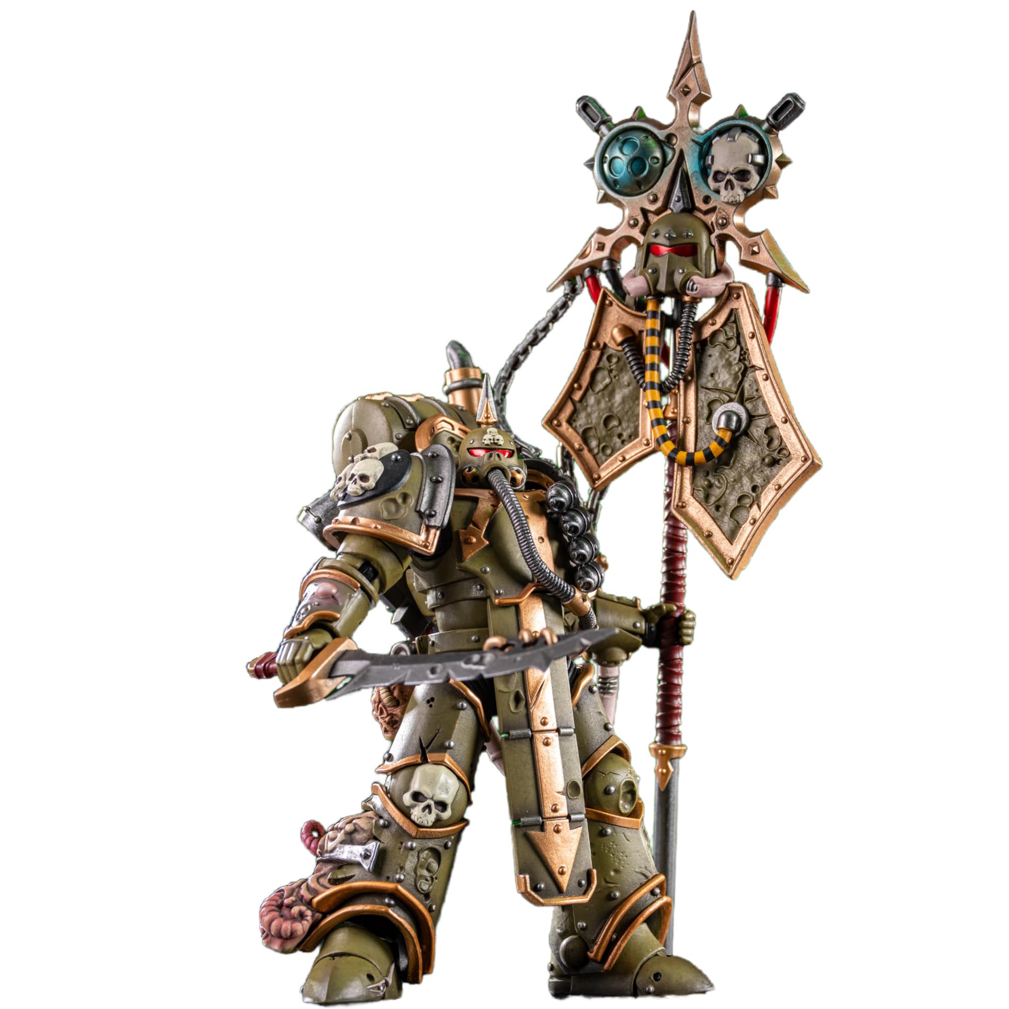 TOYVERSE Joytoy 1/18 Action Figure Warhammer 40,000, Death Guard Plague Marine Icon Bearer with Boltgun and Plague Knife, Mobile Joints Character Model, 12.2 cm, 15 Years and Above โ image 1