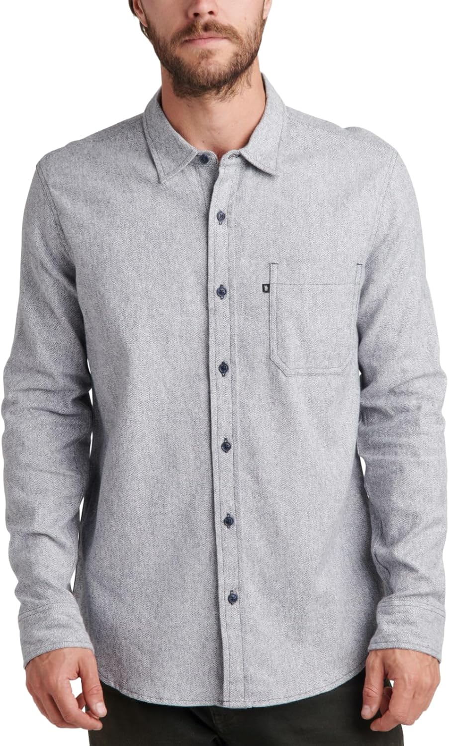 Junk Food Mens Gray Heather Long Sleeve Collared Button Down Cotton Cotton Shirt XXL