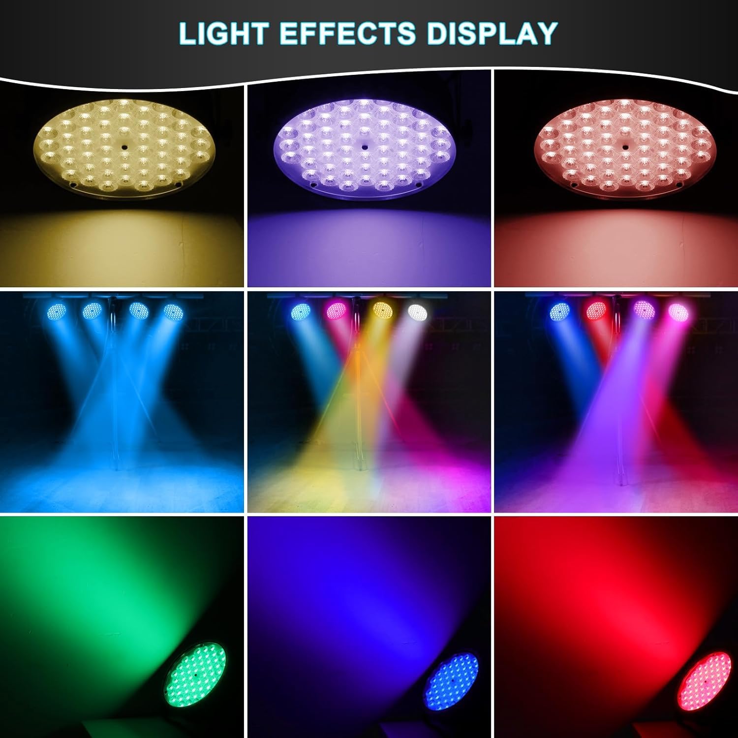BETOPPER Luces Discoteca DJ Foco Par LED DMX Luces de Escenario RGB 54x1.5W Profesional Luz Disco Lampe Auto Sonido Estroboscópica Flash Light para Fiesta Bar Casa Teatro Navidad LPC008S 1 Pack