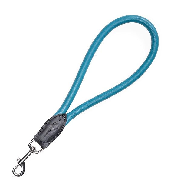 Correa de piel para perros con oso de 30 cm - Corto de piel auténtica correa cosida redonda