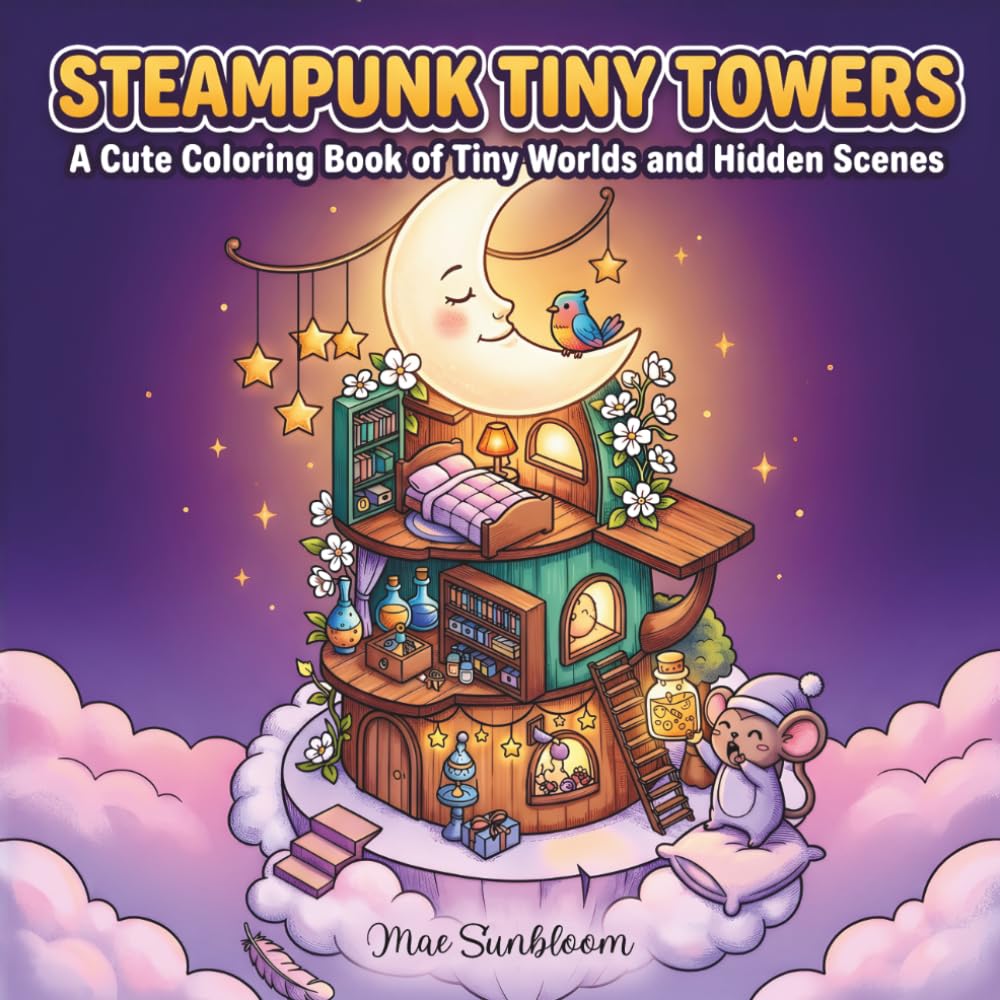Steampunk Tiny Towers: A Cute Coloring Book of Tiny Worlds and Hidden Scenes