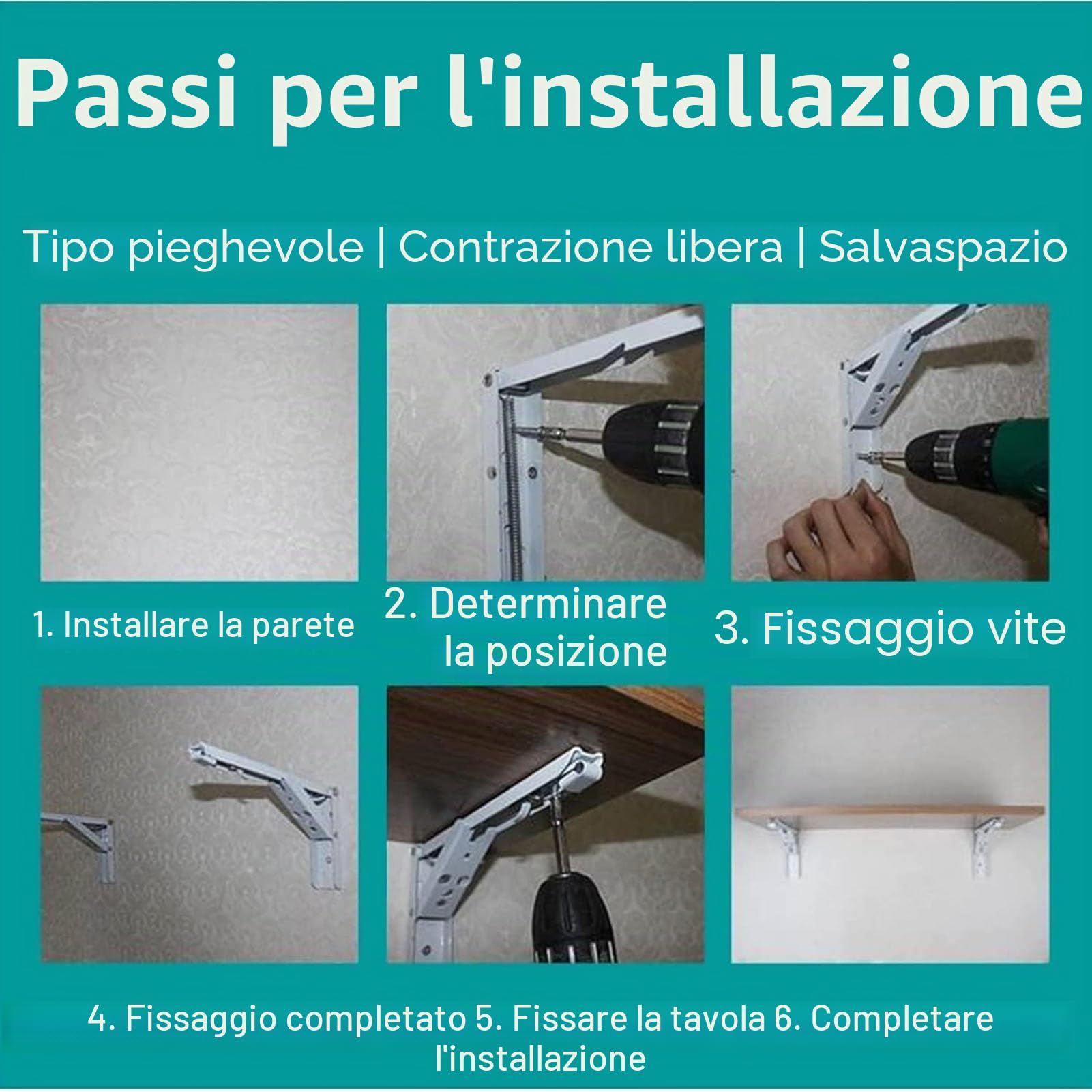 Tavolo A Ribalta A Parete - Tavoli A Ribalta, Tavolo Pieghevole Per Lavanderia, Mensola Pieghevole Multifunzionale A Muro, Tavolos Da Pranzo Pieghevole Per Casa, Ufficio(White,50 * 40CM)