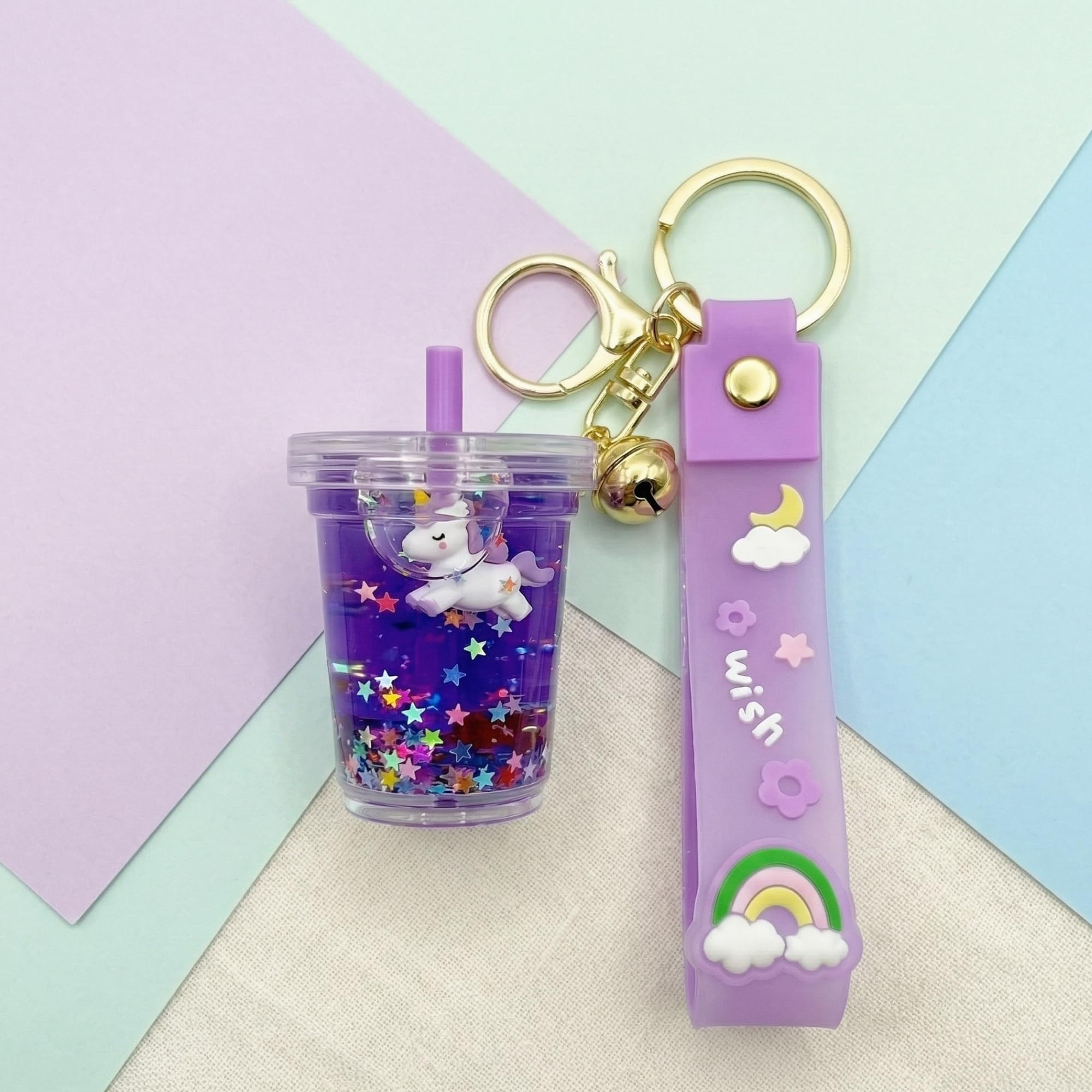 Premium Sipper Design Water Glitter Keychain for Girls with Cute Floating Charms – Stylish Cute Bag Charm Accessory-image-25