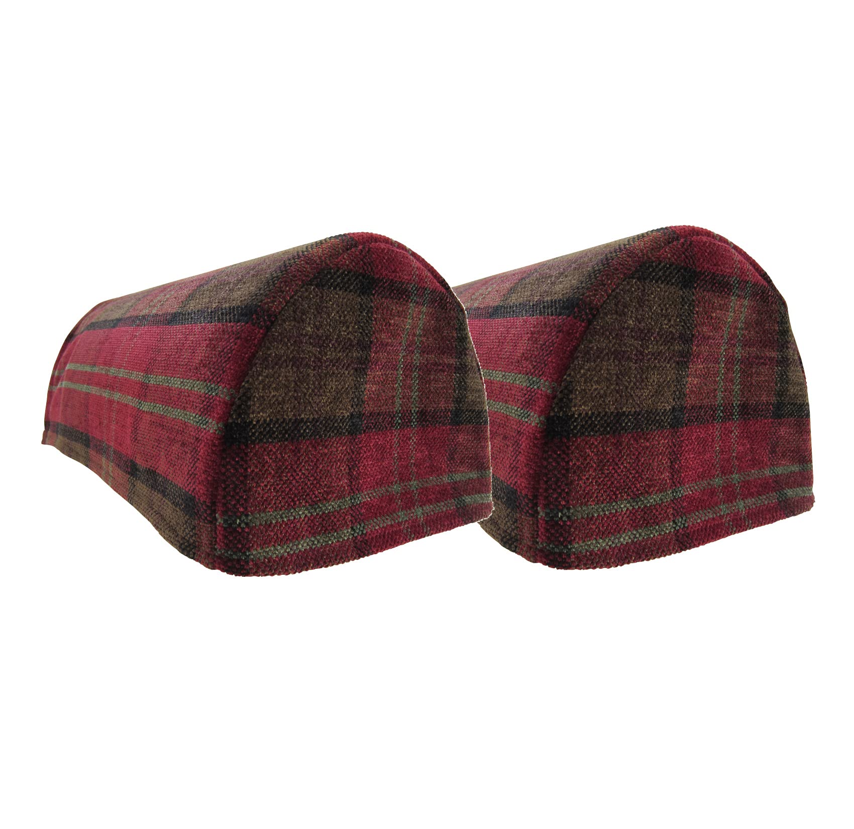 Classic Home Store Balmoral Check Pair of Mini Round Arm Caps Soft Touch Chenille Sofa Furniture Cover (Red)