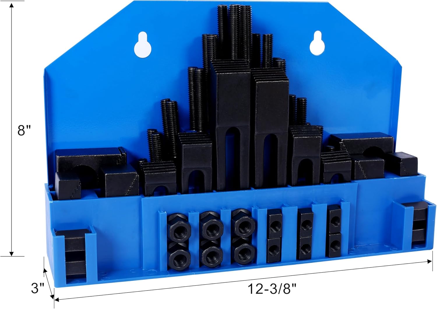 58Pc T-Slot Clamping Kit Mill Machinist Set With T-slot cleaner and Tightening Wrench (7/16 Table Slot 3/8-16 Stud Size) Blue
