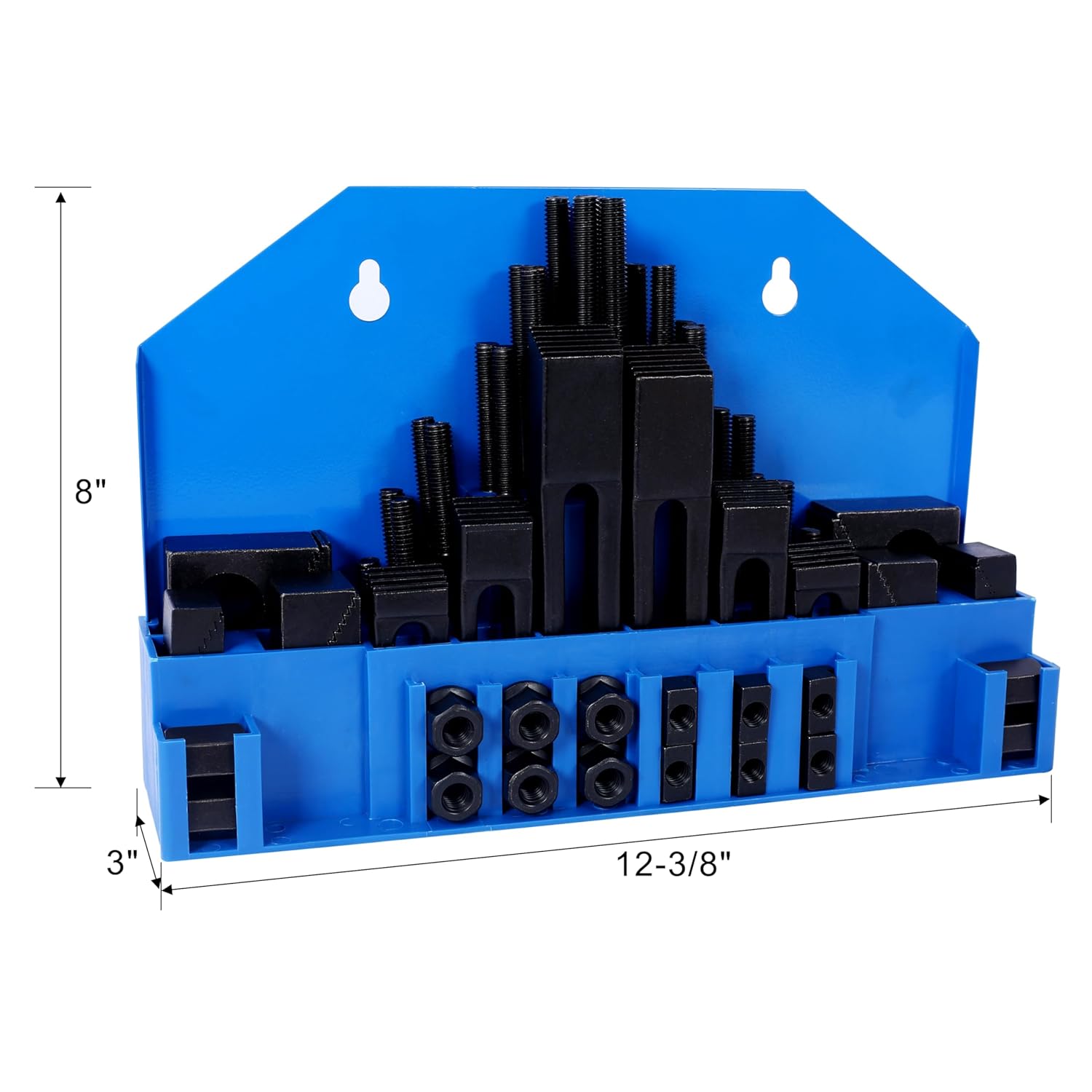 58Pc T-Slot Clamping Kit Mill Machinist Set with T-Slot Cleaner and Tightening Wrench (7/16 Table Slot 3/8-16 Stud Size) Blue