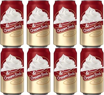 Premium Fizzy Soft Drink Cans 355ml   Sparkling Soda Beverage   Dpr Pack of 8, Cream Soda