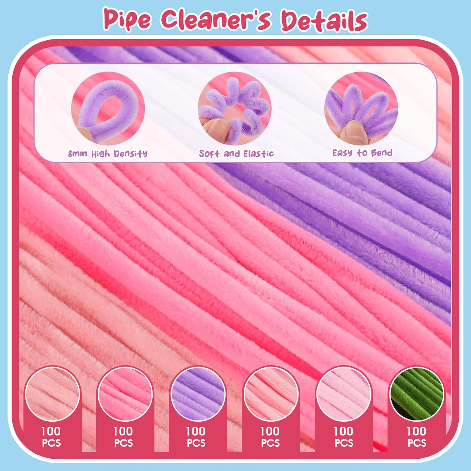 646Pcs Pipe Cleaners Crafts, Pipe Cleaner Lily s & Tulip Flower Kit with Instructions, Hot Melt Gun & Floral Wire, 6 Colors Chenille Stems to DIY Flowers for Mother's Day, Holiday Gifts & Home Decor