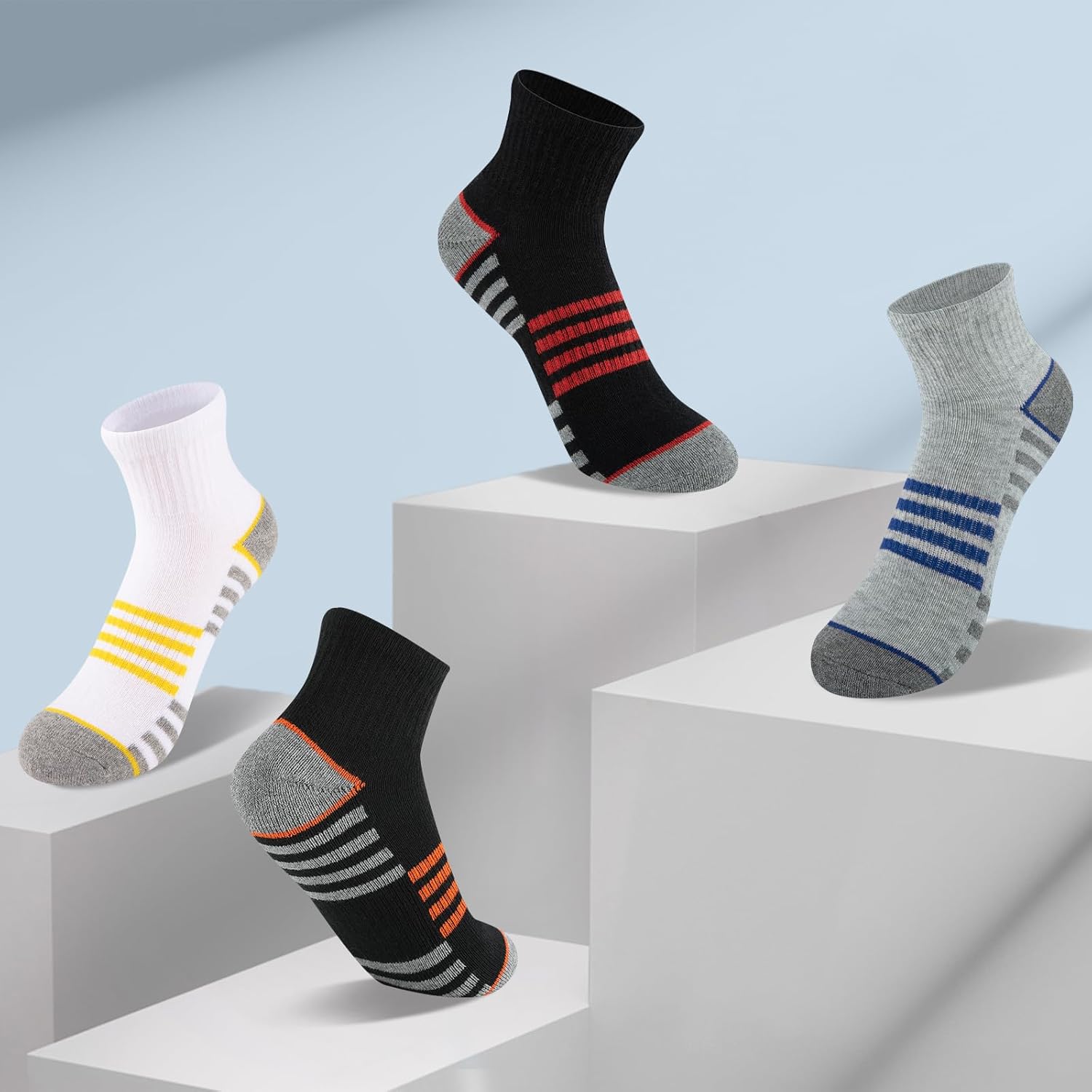 Comfoex Boys Athletic Quarter Socks - Ankle Sports Socks With Cushioned Sole - 6 Pairs, Sizes 4-6, 6-8, 8-10 Years Old - Image 5