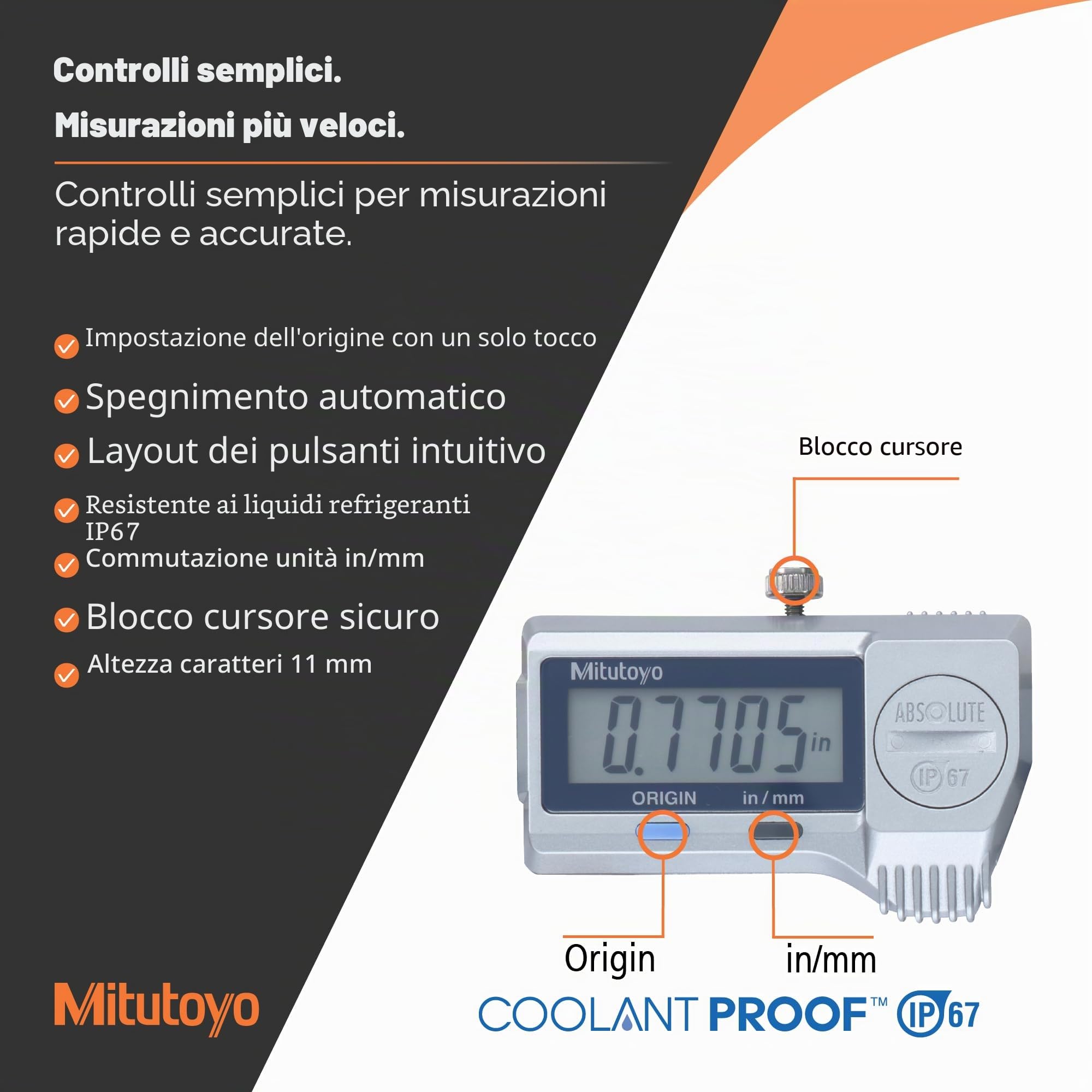 Mitutoyo MT 500-754-10 refrigerante prova Pinze 0-12IN 500-754-10, 0-300 mm