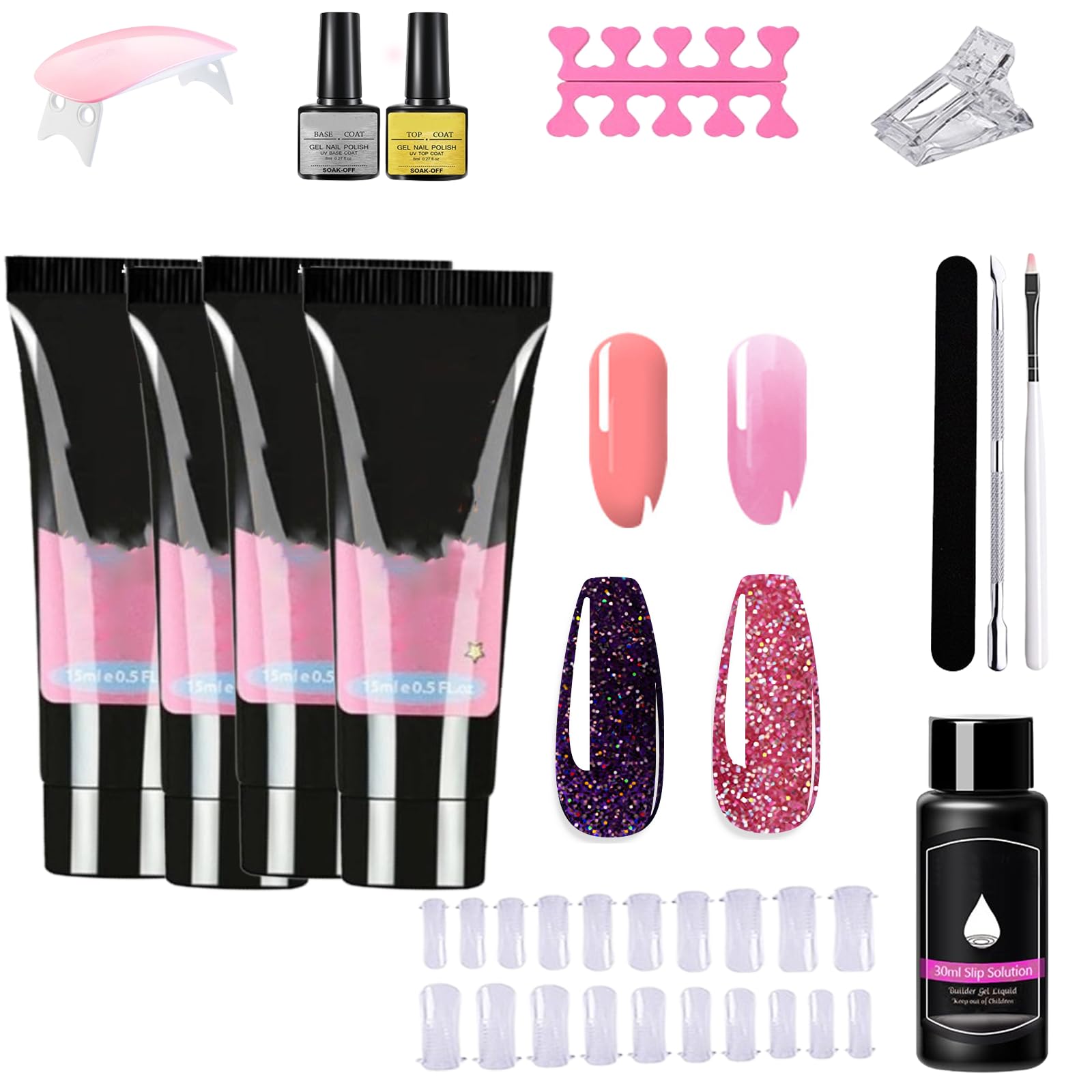 Press on Nails Kit with U V Light,Nails Kit,Gel Nail Kit for Beginners Home DIY and Salon Use,Kit Para Hacer Uñas De Gel En Casa (D)