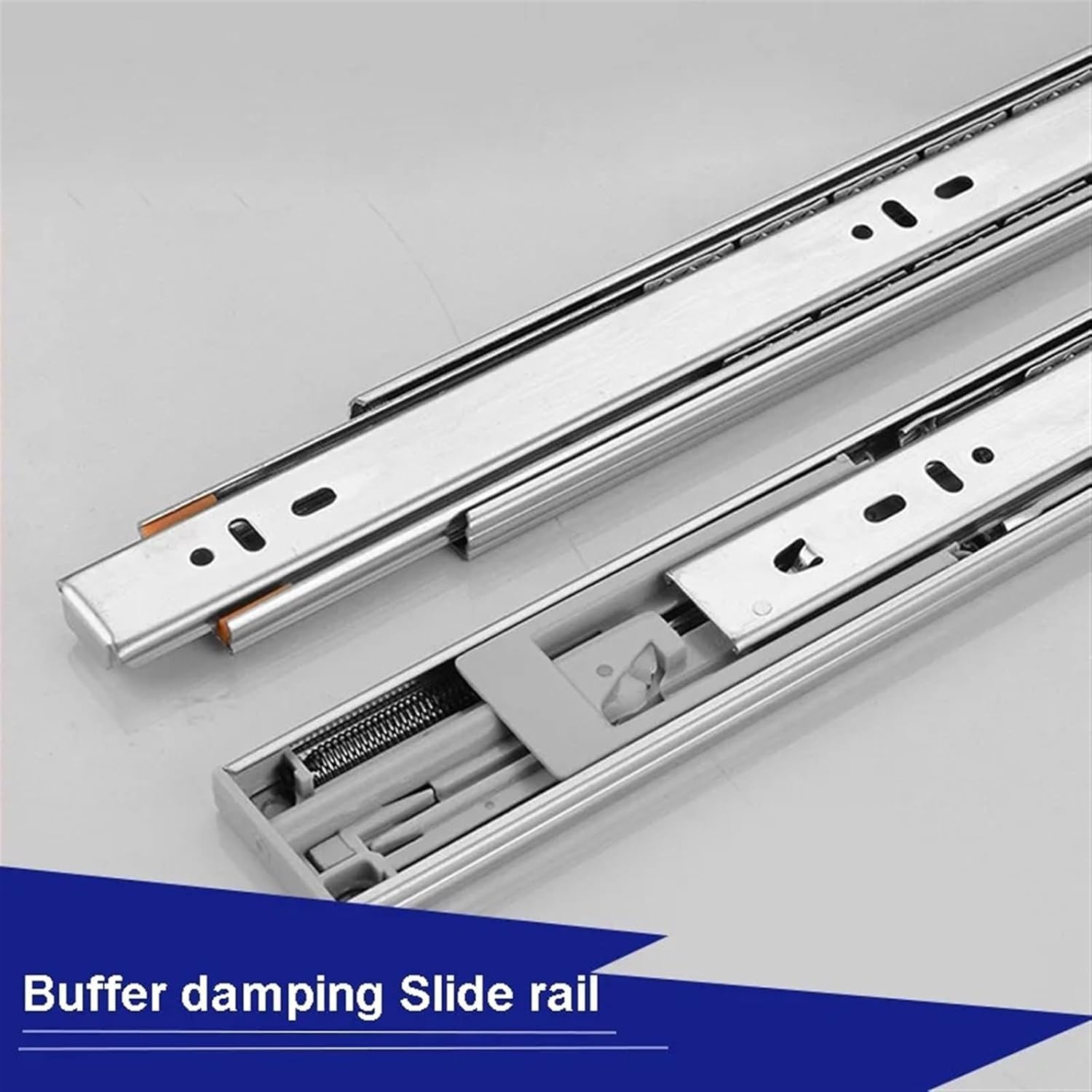 Hardware Full Extension Side Mount Drawer Slides 2 Pcs 10-20" Metal Buffer Mute Drawer Slides Soft Close Track Rail Sliding Three-Section Cabinet Furniture Hardware(20 inch(500MM))