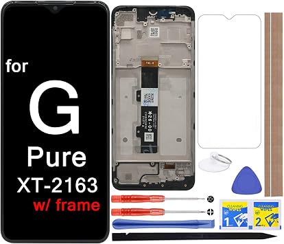 LCD Screen Replacement Touch Digitizer Display Assembly with Frame for Motorola Moto G Pure XT2163 XT2163DL XT2163-4 6.5"