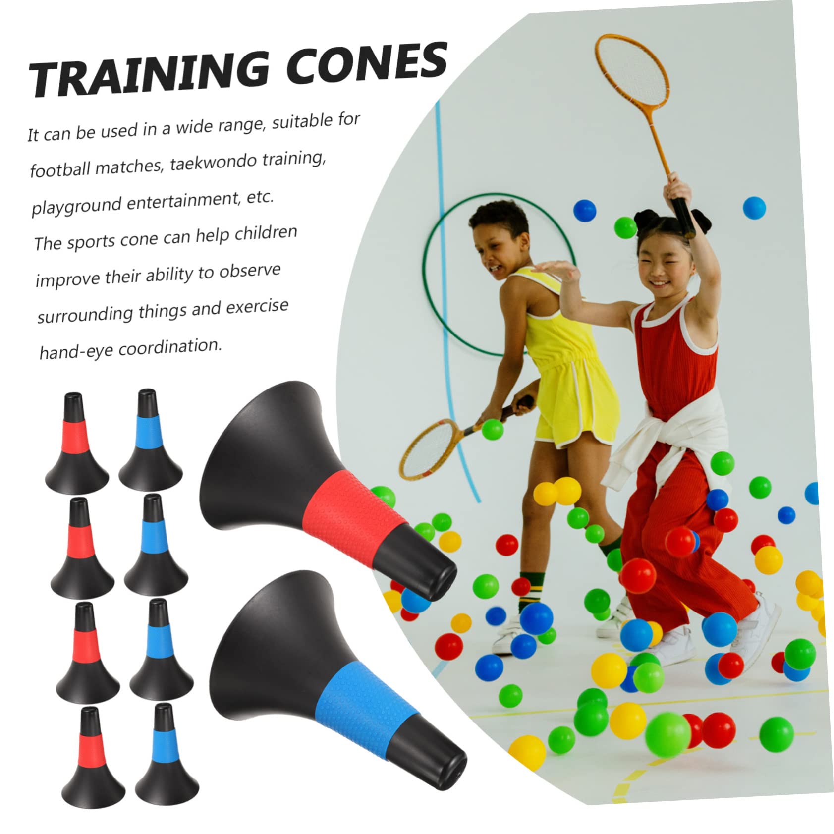 BESPORTBLE 10pezzi Coni di Allenamento per Calcio Segnaletica Sportiva Plastica Coni per Allenamento Visibili Vari Colori Attrezzatura Sportiva per Allenamenti e Giochi di Squadra