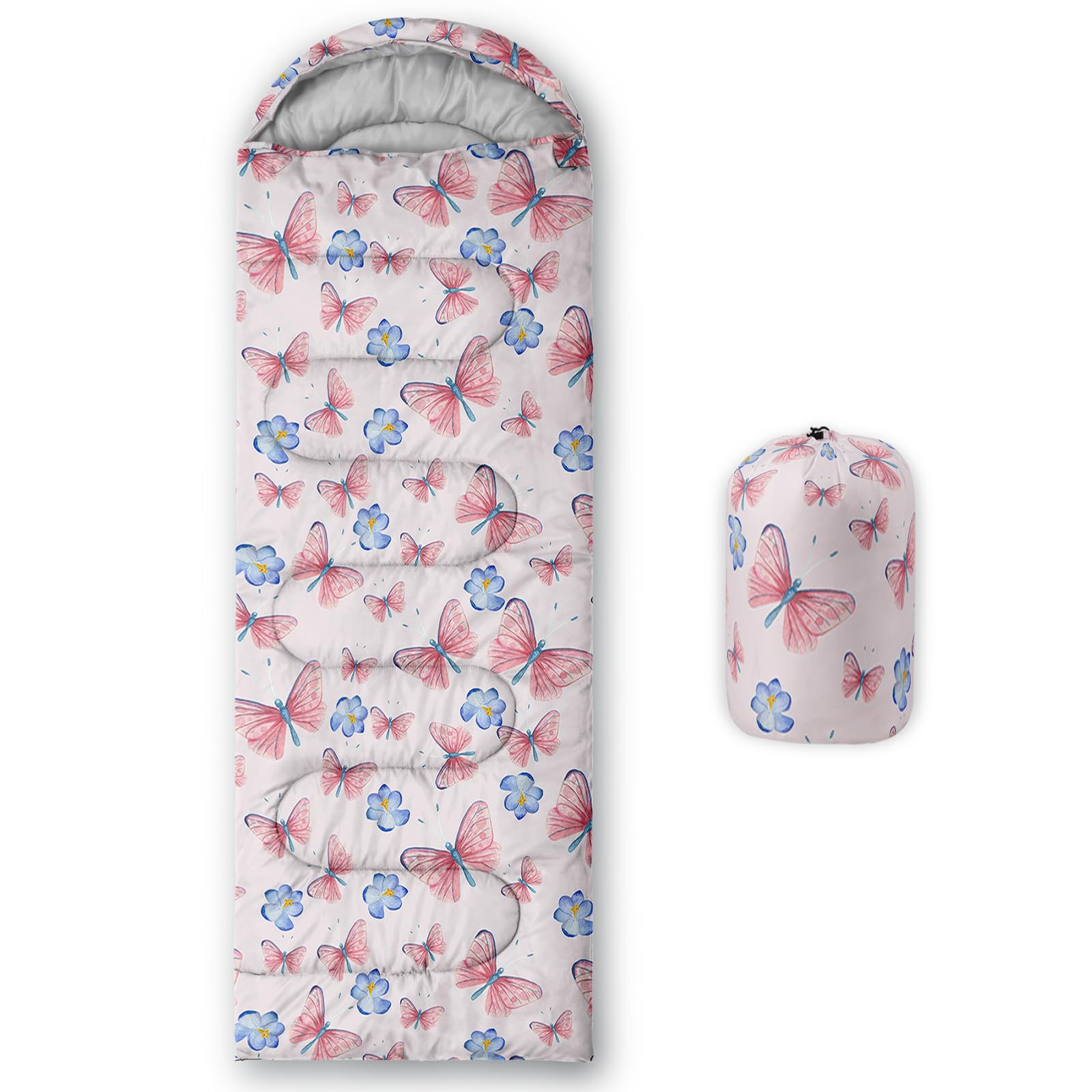 QOOMO Ball Flower Camping Sleeping Bags,3 Season Warm &amp; Cool Weather,Lightweight,Waterproof Sleeping Bags for Adults &amp; Kids,Traveling,and Outdoors,Camping Gear Equipment