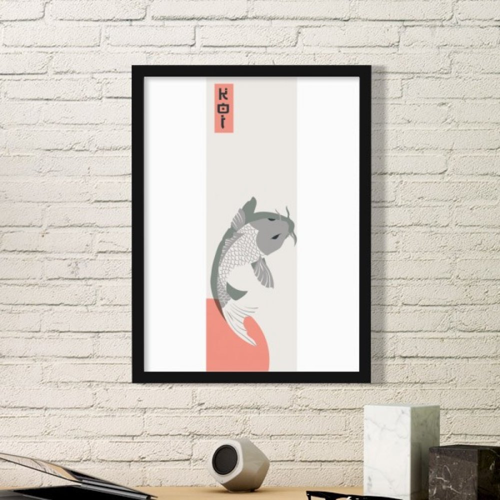 Cadre poisson japonais noir taille M idéal pour créer un salon zen et accueillant