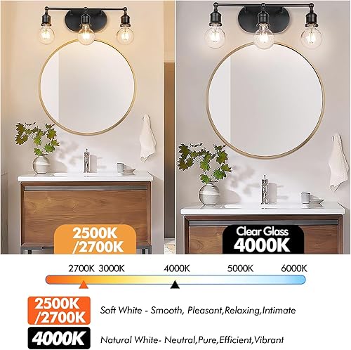 Miniatura 6 de Paquete de 6 bombillas Edison vintage G25 Edison, bombillas LED regulables con base E26, 5 W equivalentes a 40 W, CRI 90 blanco neutro 4000 K,